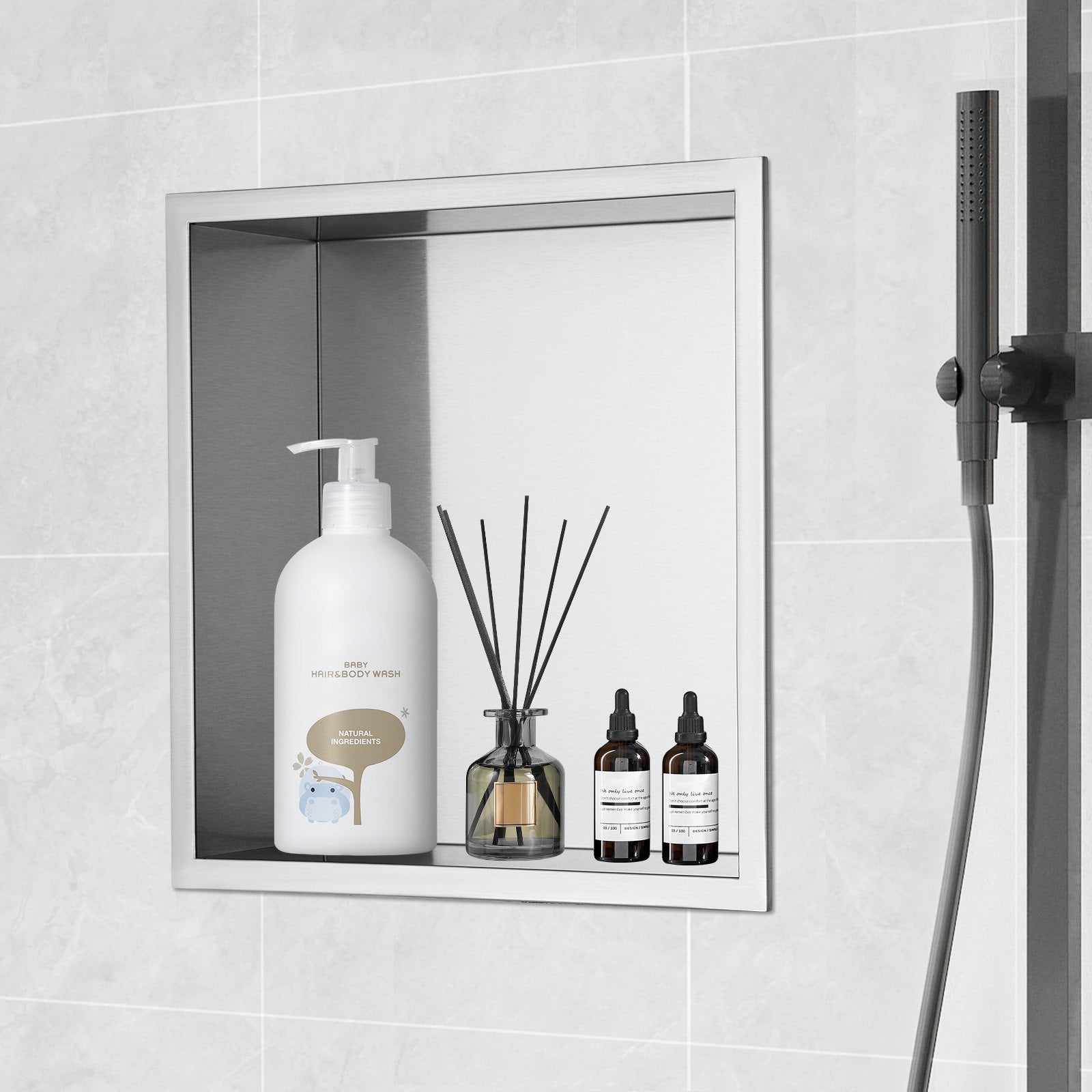 Shower Niche 33.02x33.02cm Stainless Steel Wall-Inserted Recessed Shelves