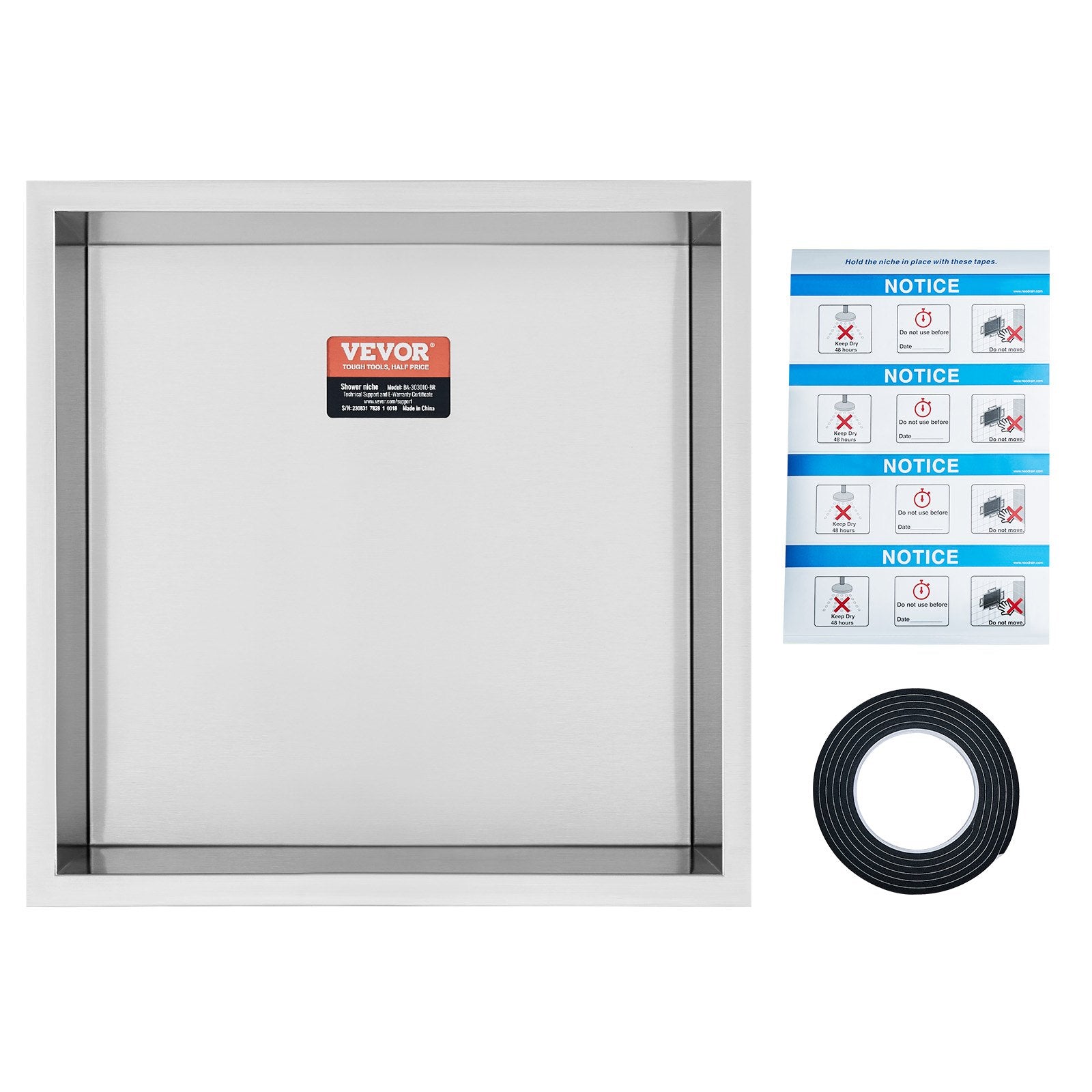 Shower Niche 33.02x33.02cm Stainless Steel Wall-Inserted Recessed Shelves