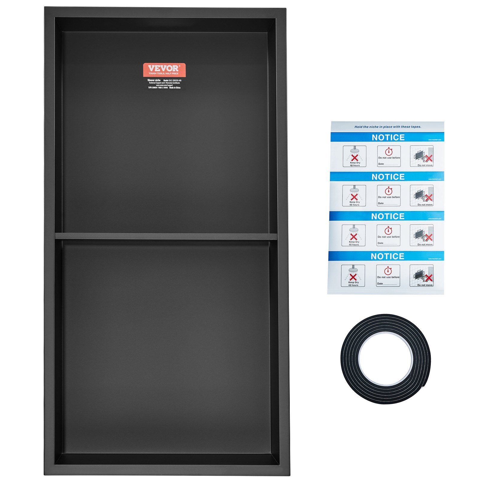 Shower Niche 33.02x63.5cm Stainless Steel Wall-Inserted Recessed Double Shelf