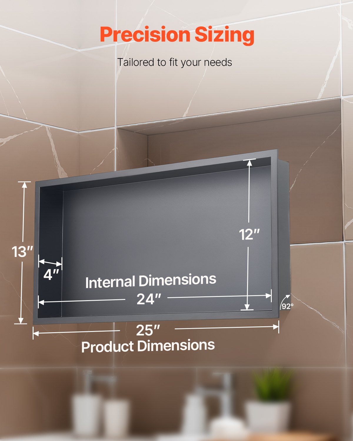 Shower Niche 33x63.5x10.2cm Recessed Wall Stainless Steel Black Soap Storage
