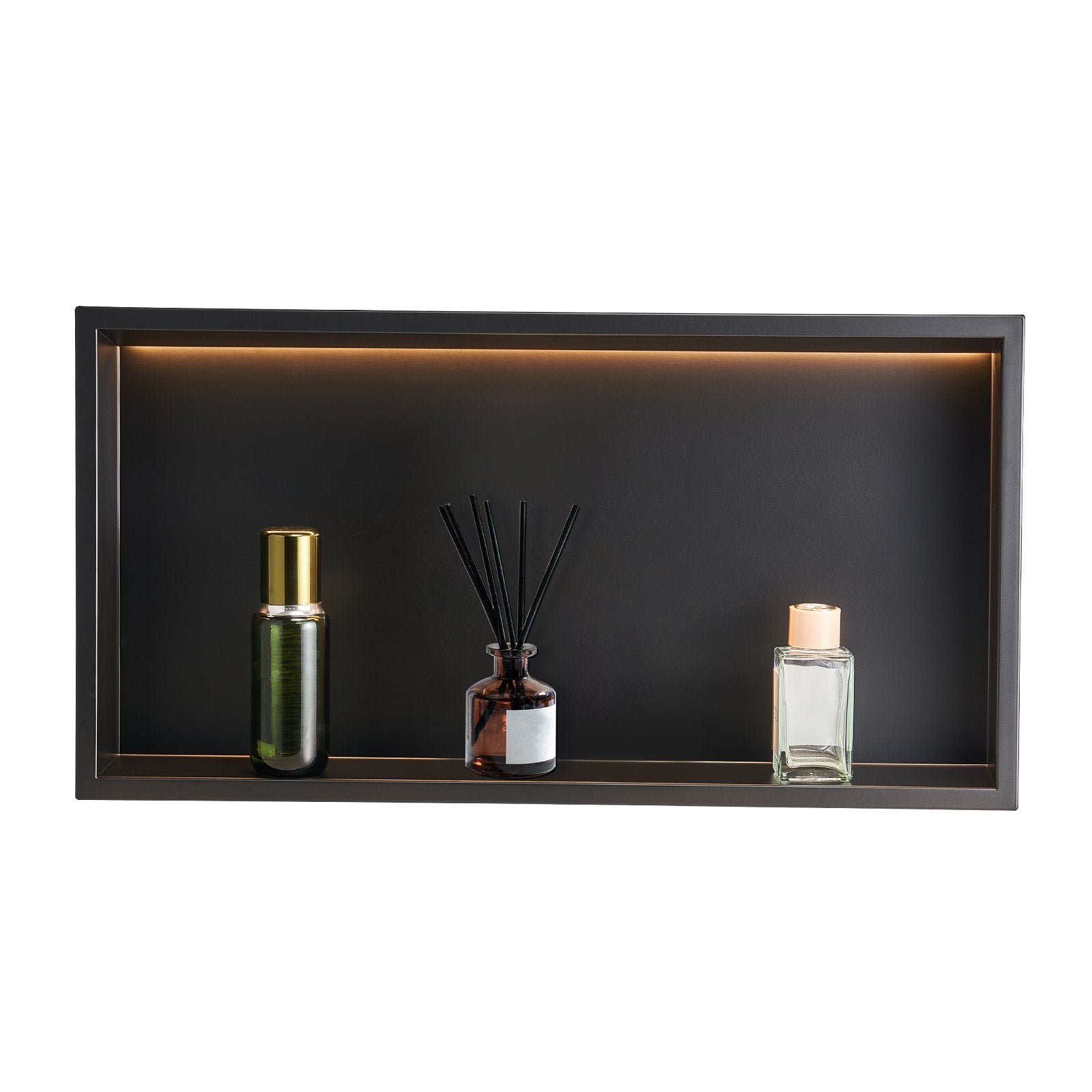 Shower Niche 33x63.5x10.2cm Recessed Wall Stainless Steel LED Strip Black