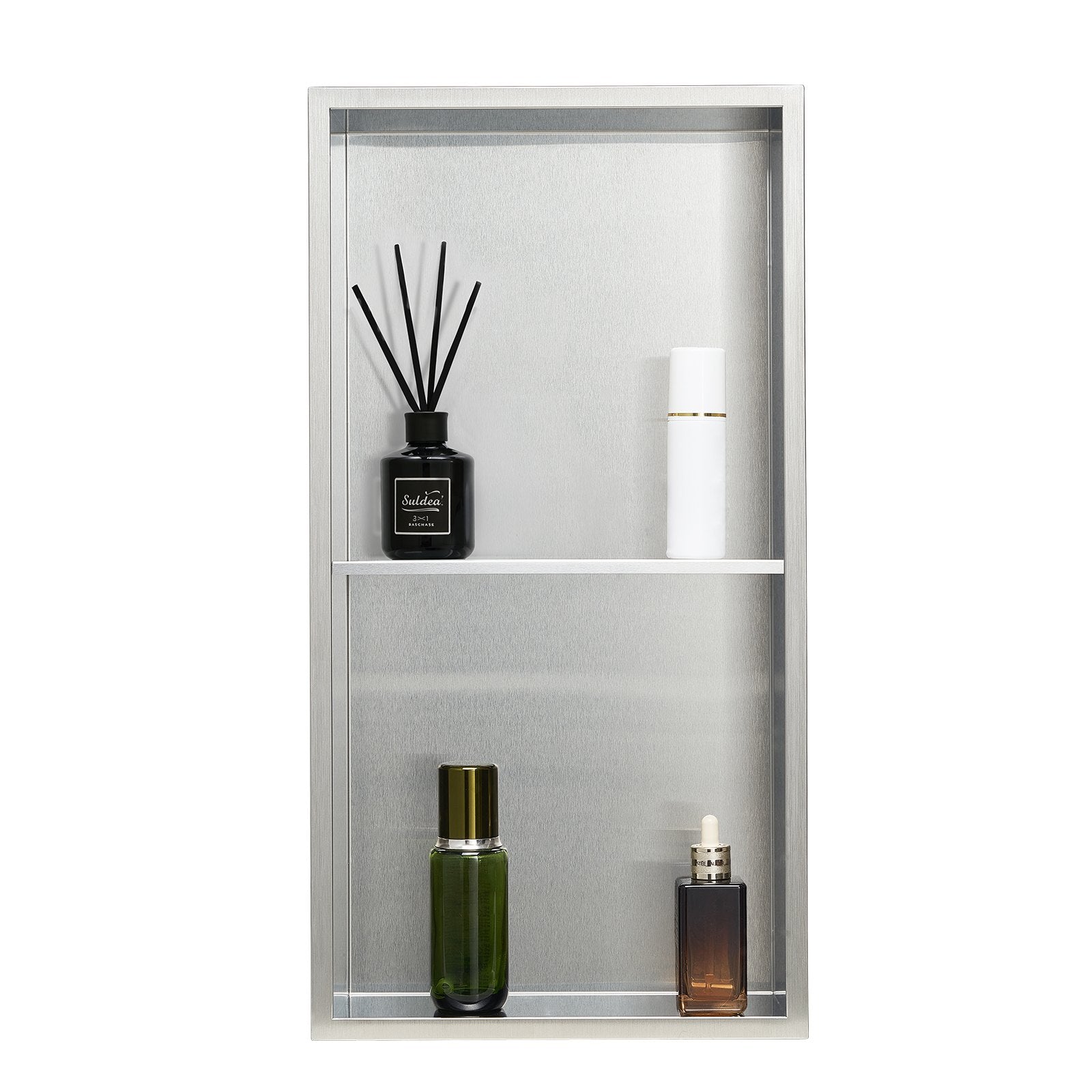 Shower Niche 33x63.5x10.2cm Recessed Wall Double-Layer Stainless Steel Silver