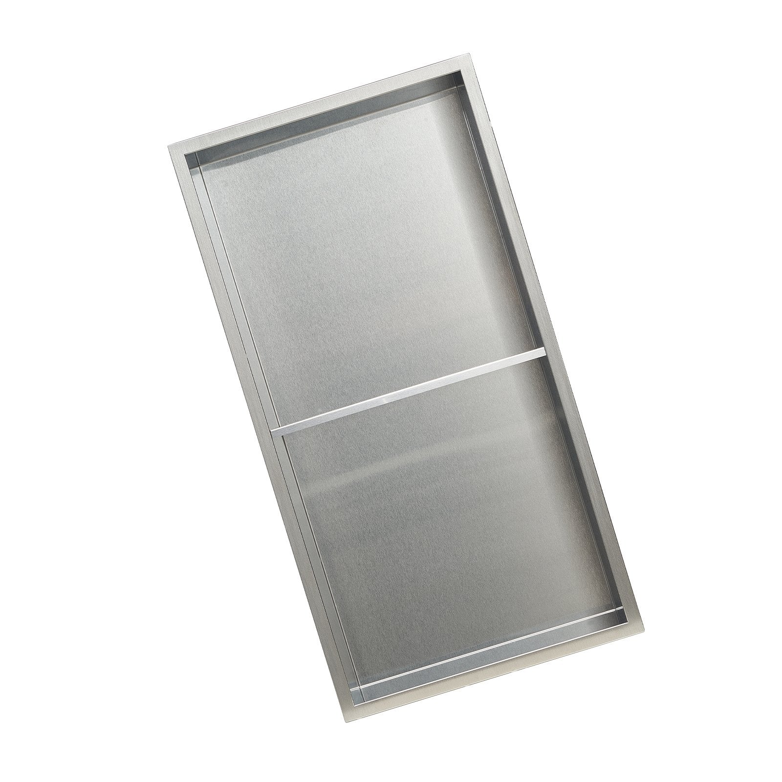 Shower Niche 33x63.5x10.2cm Recessed Wall Double-Layer Stainless Steel Silver