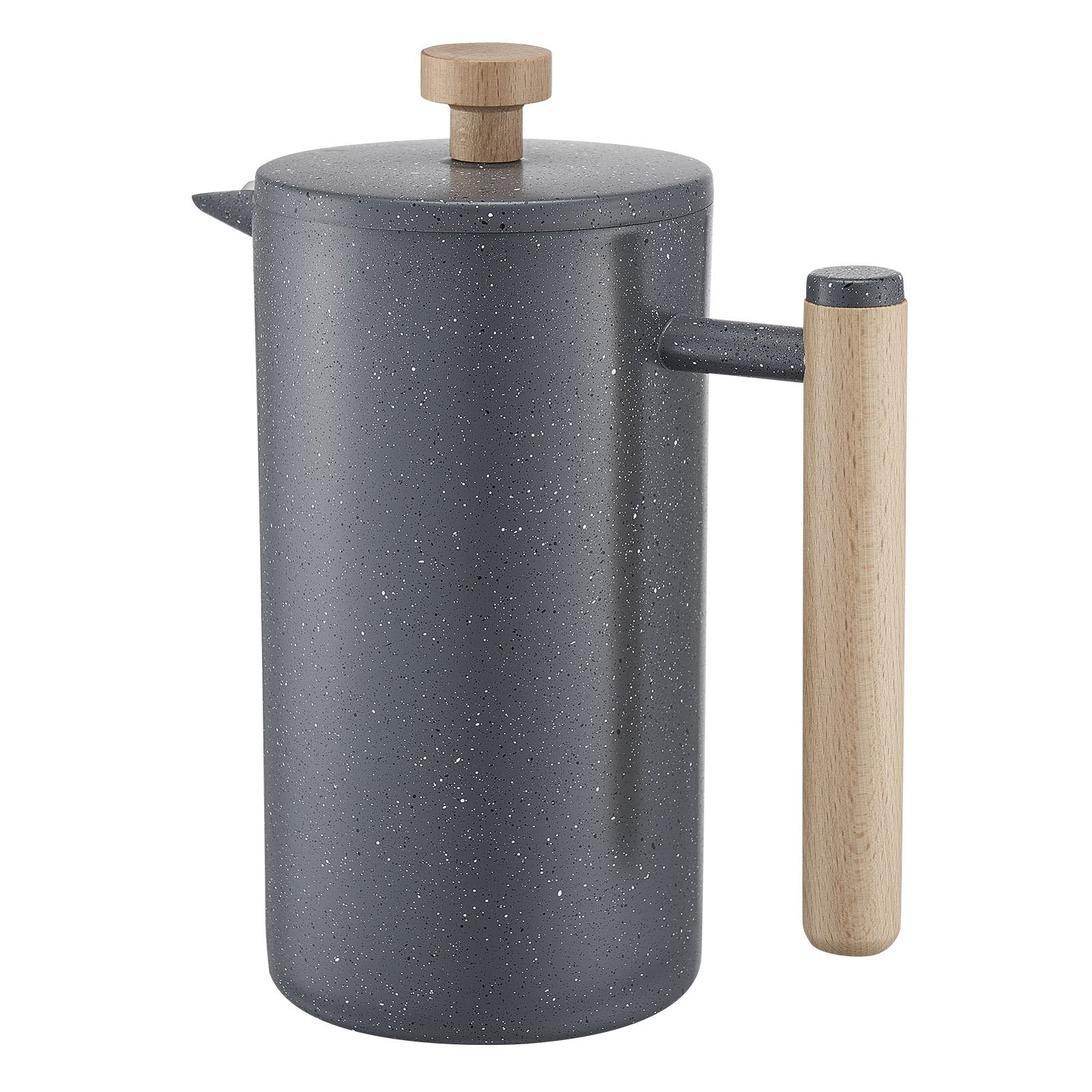 French Press Coffee Maker 1L Stainless Steel Double Wall Insulated Press Black