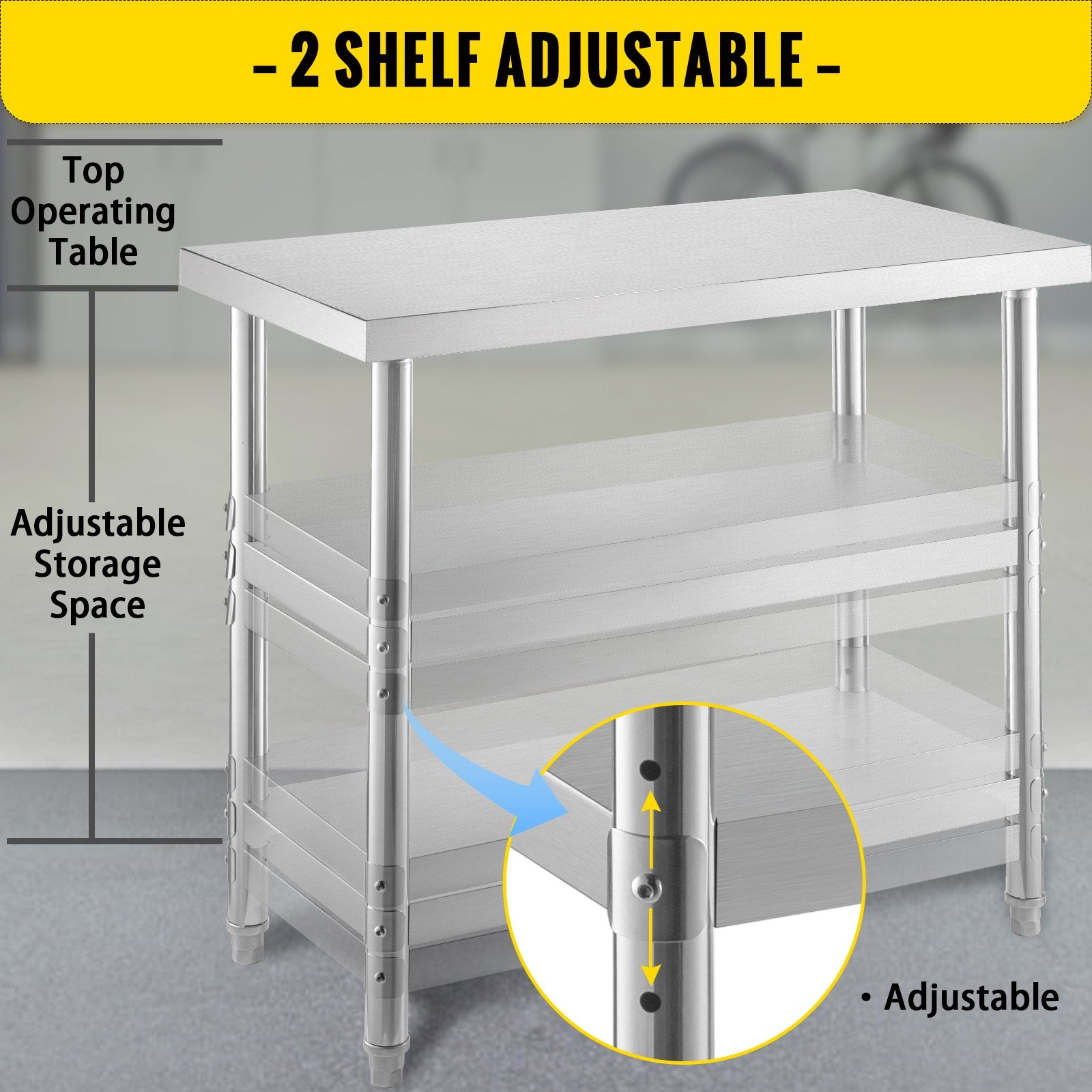 Stainless Steel Prep Table 1520x450x855mm Commercial Heavy Duty Kitchen Table