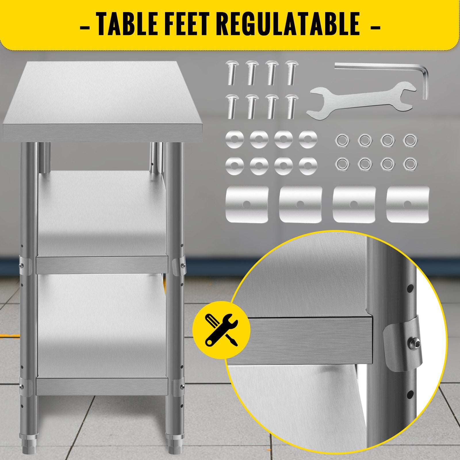 Stainless Steel Prep Table 1520x450x855mm Commercial Heavy Duty Kitchen Table