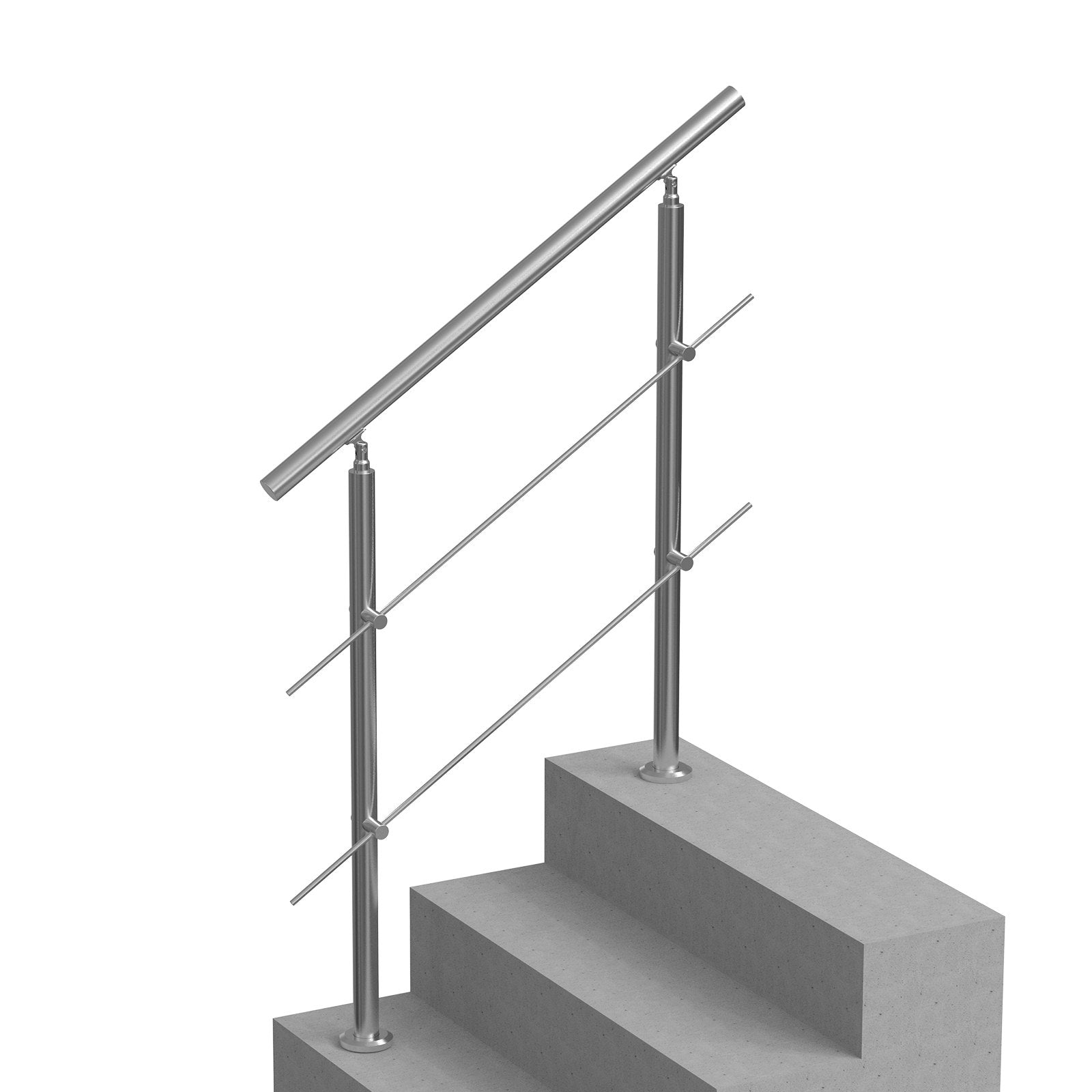 Handrails for Outdoor Steps 39.4in Stainless Steel Stair Rail Double-Column