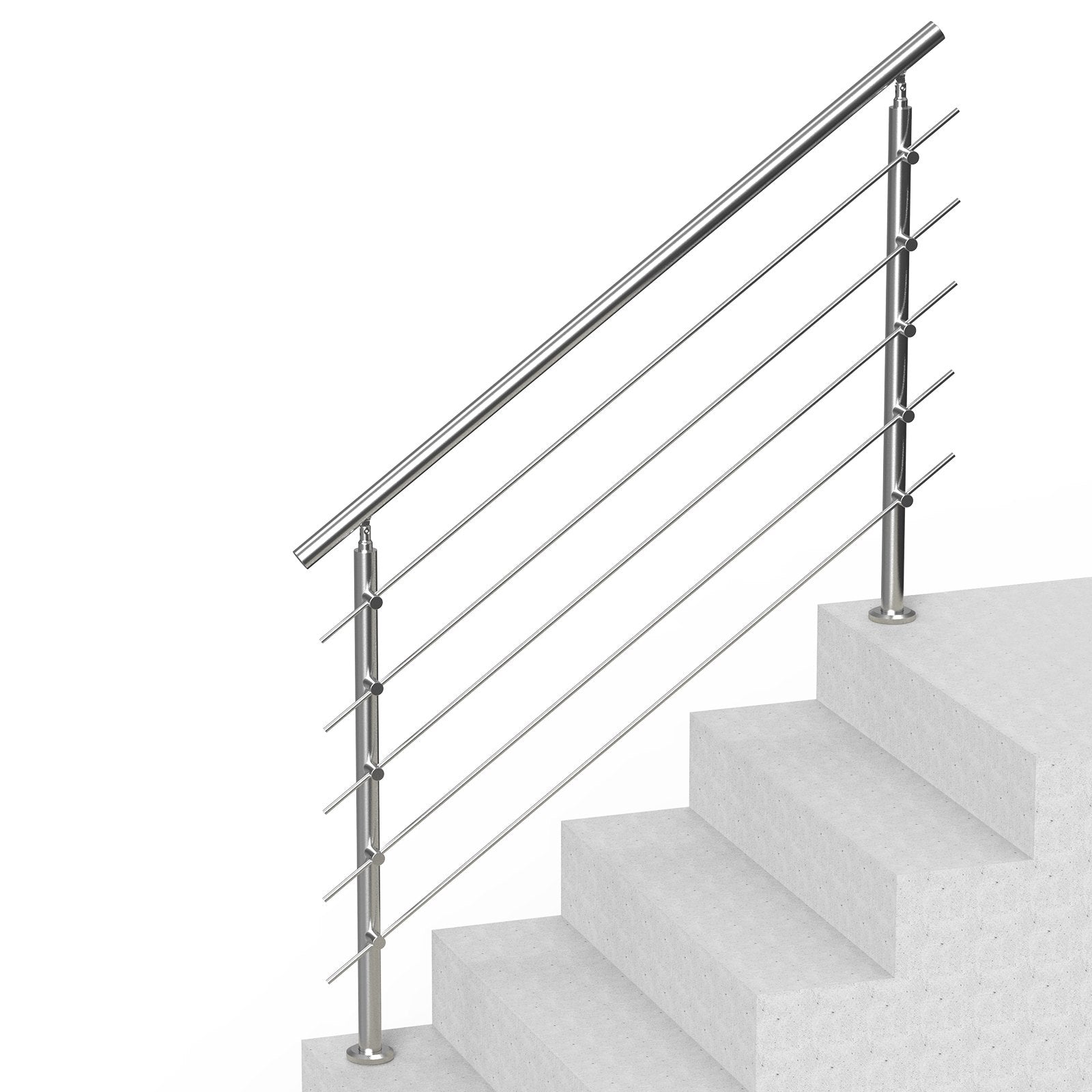 Handrails for Outdoor Steps 59in Stainless Steel Stair Rail Kit Double-Column