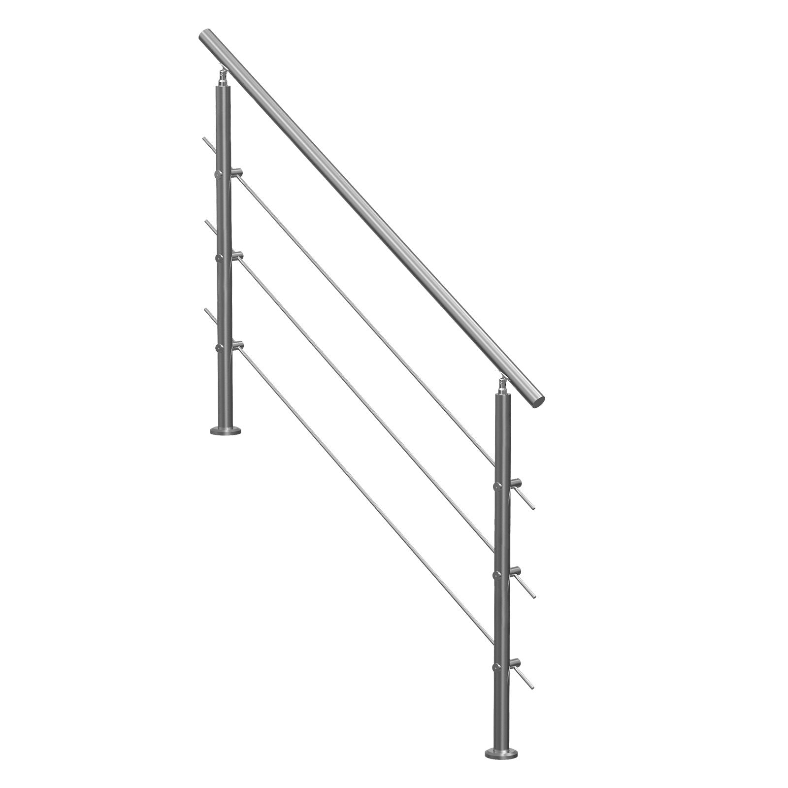 Handrails Outdoor Steps 59 Inch 3 Crossbars Stair Stainless Double-Column