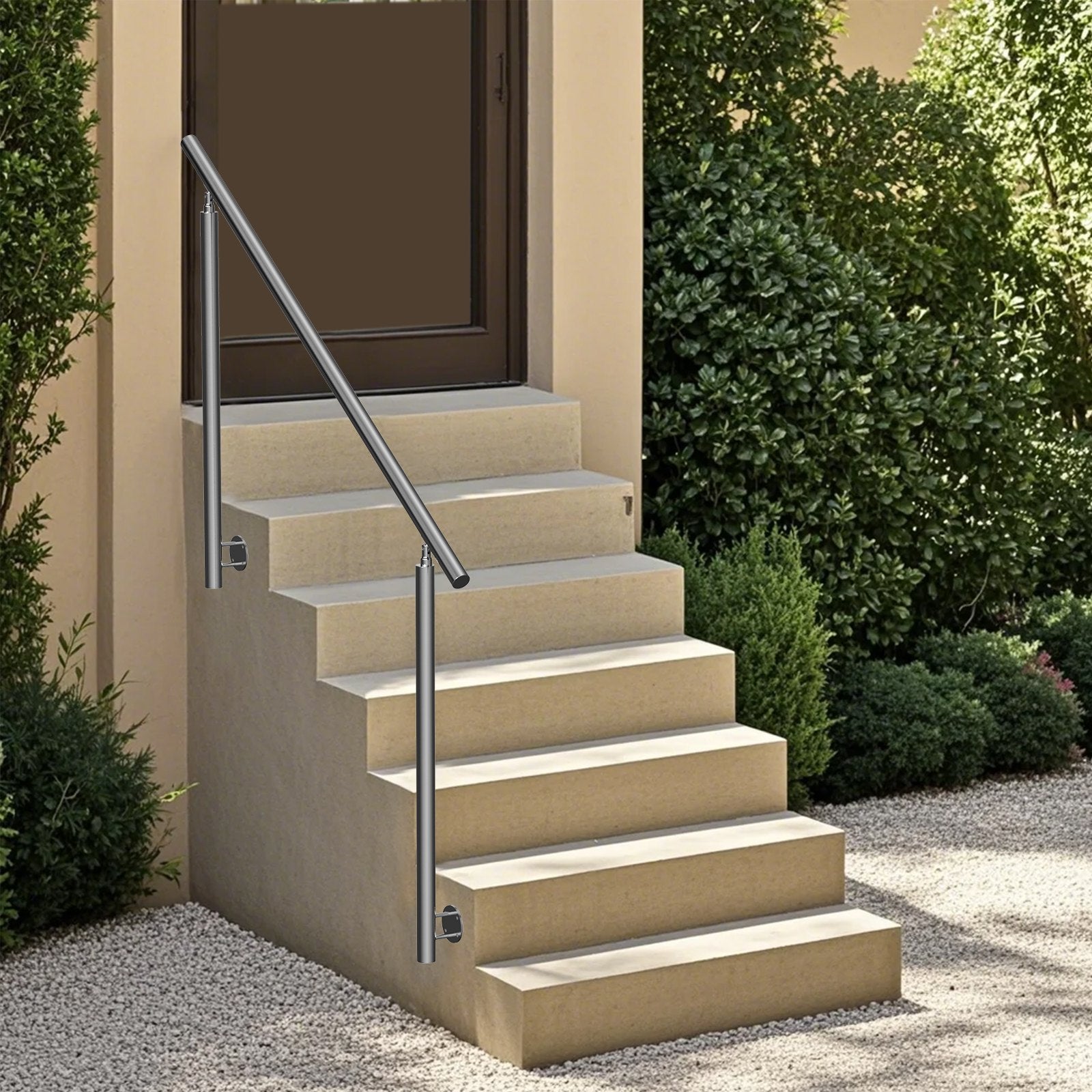 Handrails Outdoor Steps 59in Stainless Steel Stair Rail Kit Seniors Side-mount