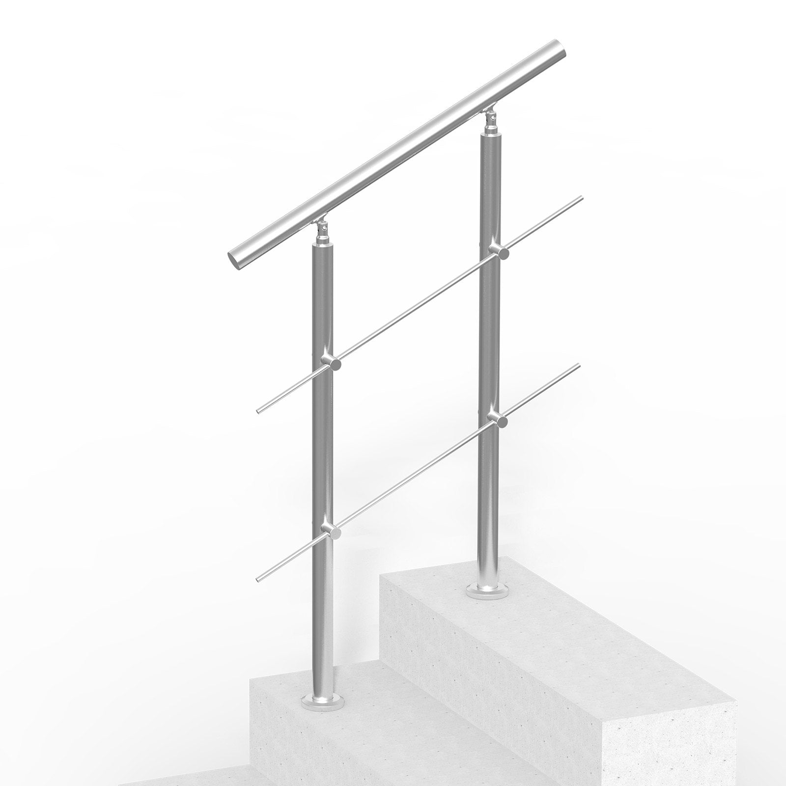 Handrails Outdoor Steps 31.5in 2 Crossbars Stainless Steel Rail Kit Seniors