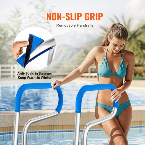 VEVOR 32x23 Inch Pool Handrail Stainless Steel Rust-Proof Grab Bar for Decks