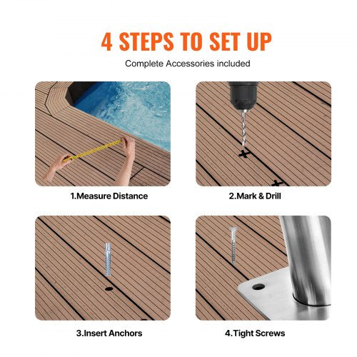 VEVOR Stainless Steel Pool Handrail 39 x 32 inch Rust Proof Grab Bar with Grip