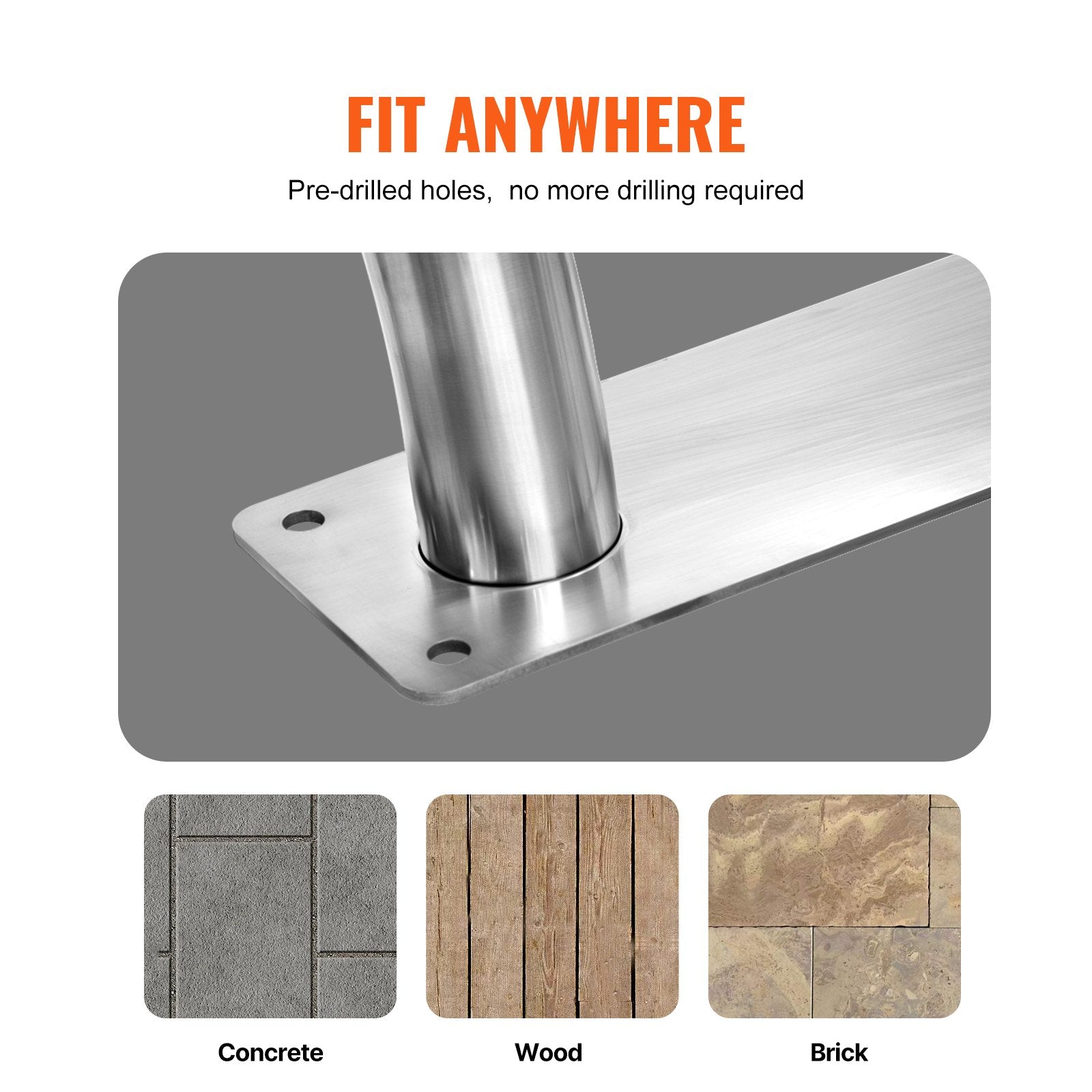 Pool Handrail 55x32in Stainless Steel Railing Rust-Proof Safety Grab Bar