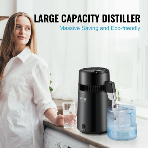 VEVOR Stainless Steel 4L Water Distiller Pure Water Maker Countertop - Black