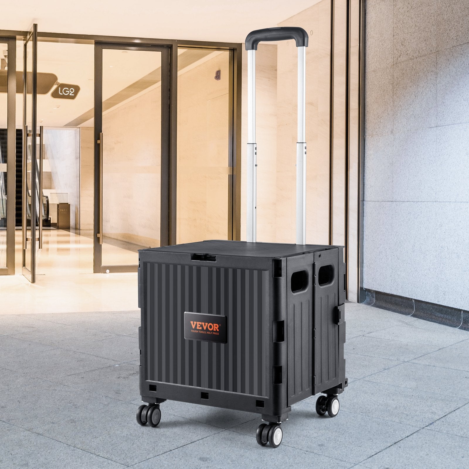 Foldable Utility Cart 50kg Load Capacity Portable Rolling Crate with Handle