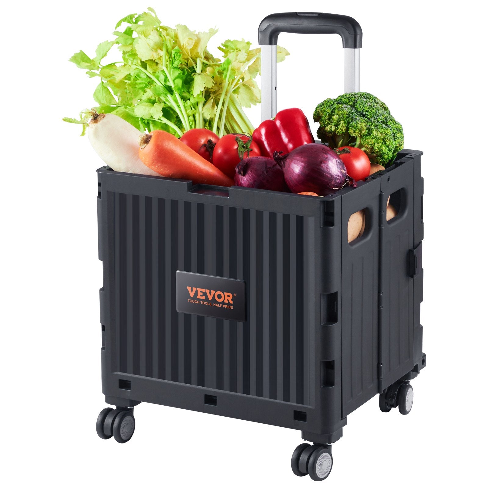 Foldable Utility Cart 50kg Load Capacity Portable Rolling Crate with Handle