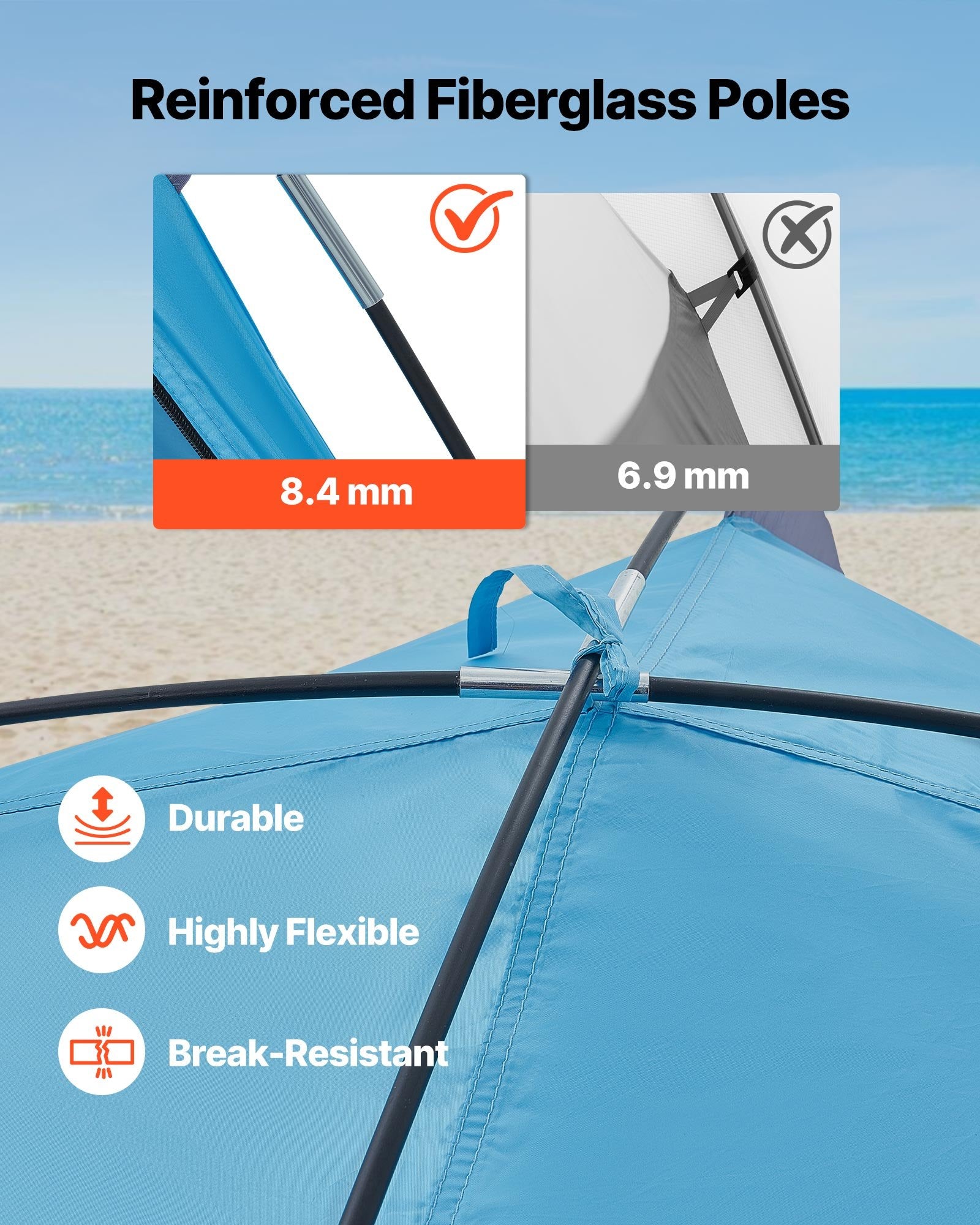 Portable Beach Tent Sun Shelter UPF 50+ Canopy with Carry Bag and Sand Pockets
