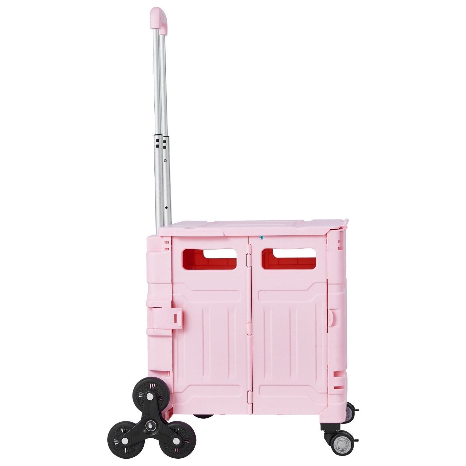 Foldable Utility Cart 65L Collapsible Stair-Climbing 360° Swivel Wheels Pink