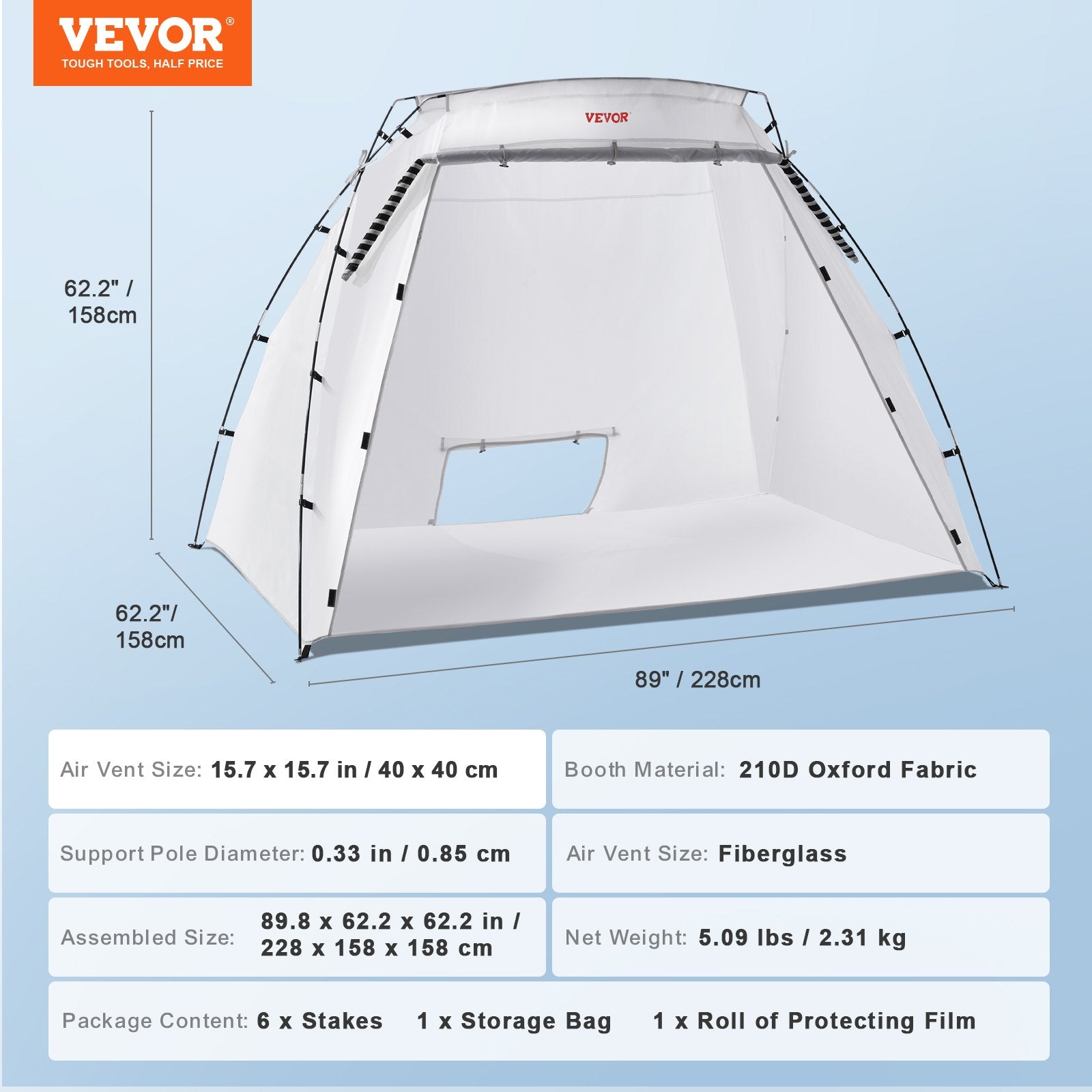 Portable Paint Booth, 7.5x5.2x5.2ft Spray Paint Tent with Floor and Mesh Screen