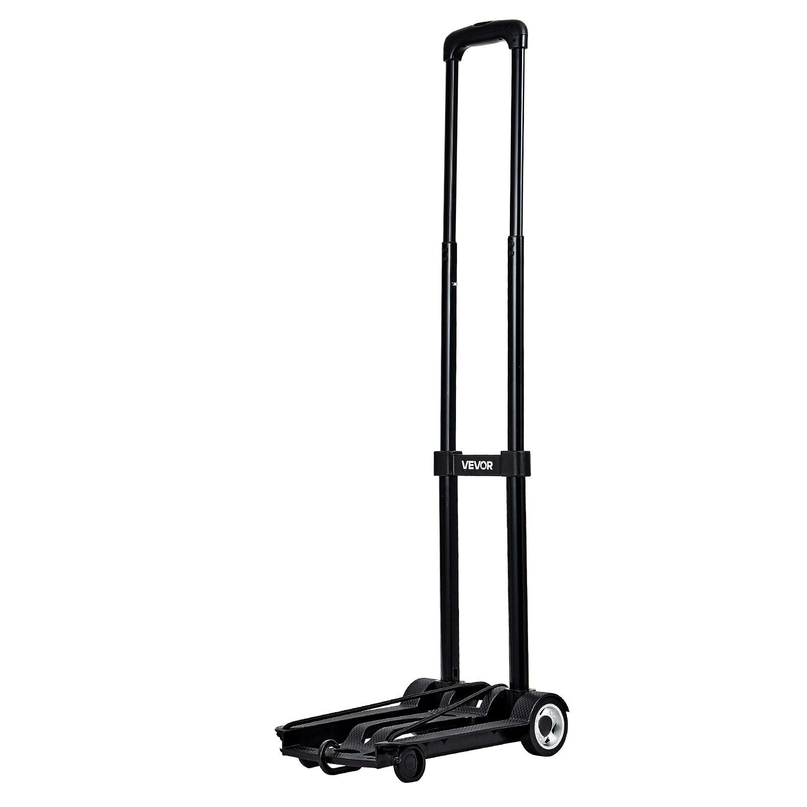 Folding Hand Truck 49.9kg Collapsible 2-Wheel Luggage Cart Elastic Rope Black