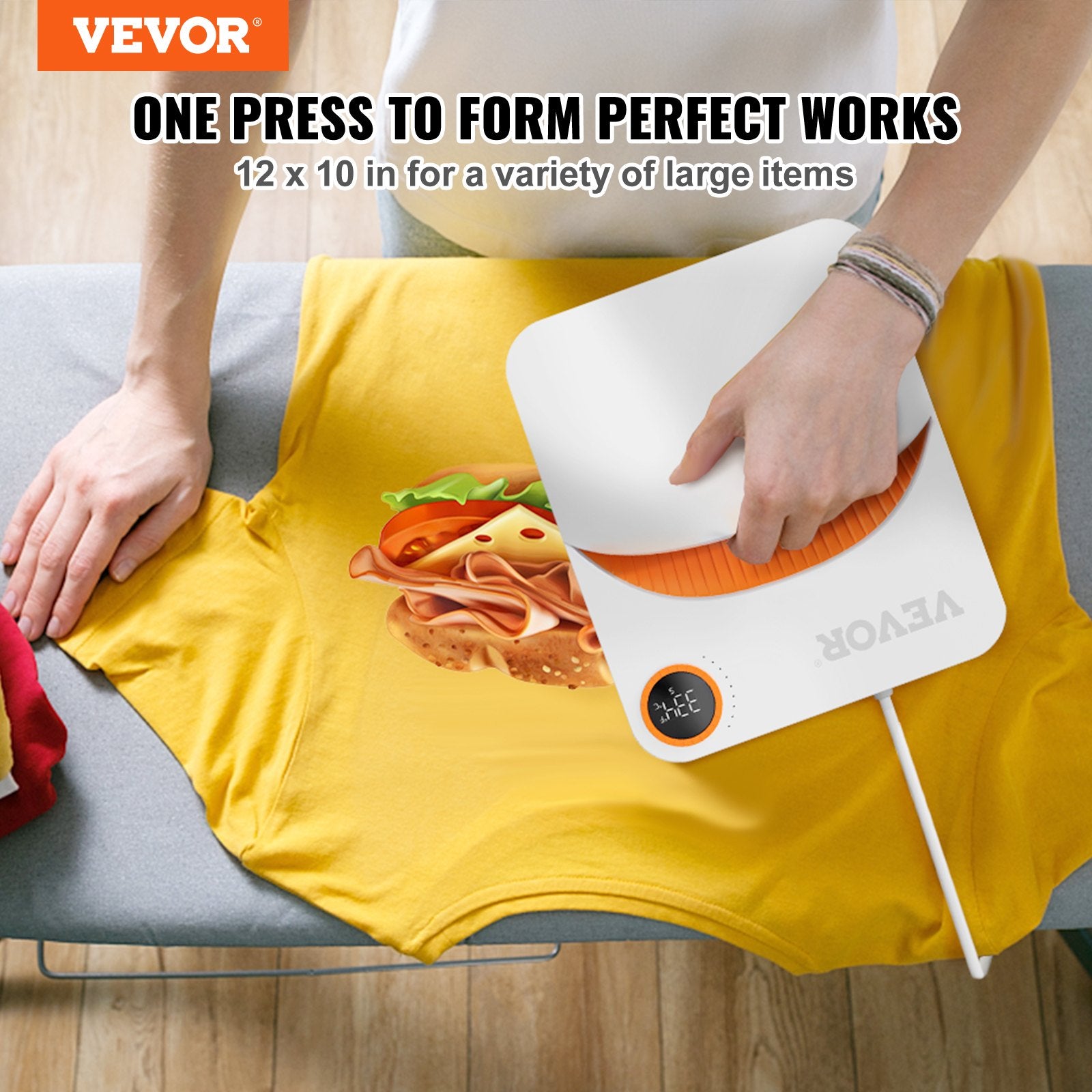 Heat Press Machine 10x12in Portable Sublimation Transfer PTFE Coated for TShirts