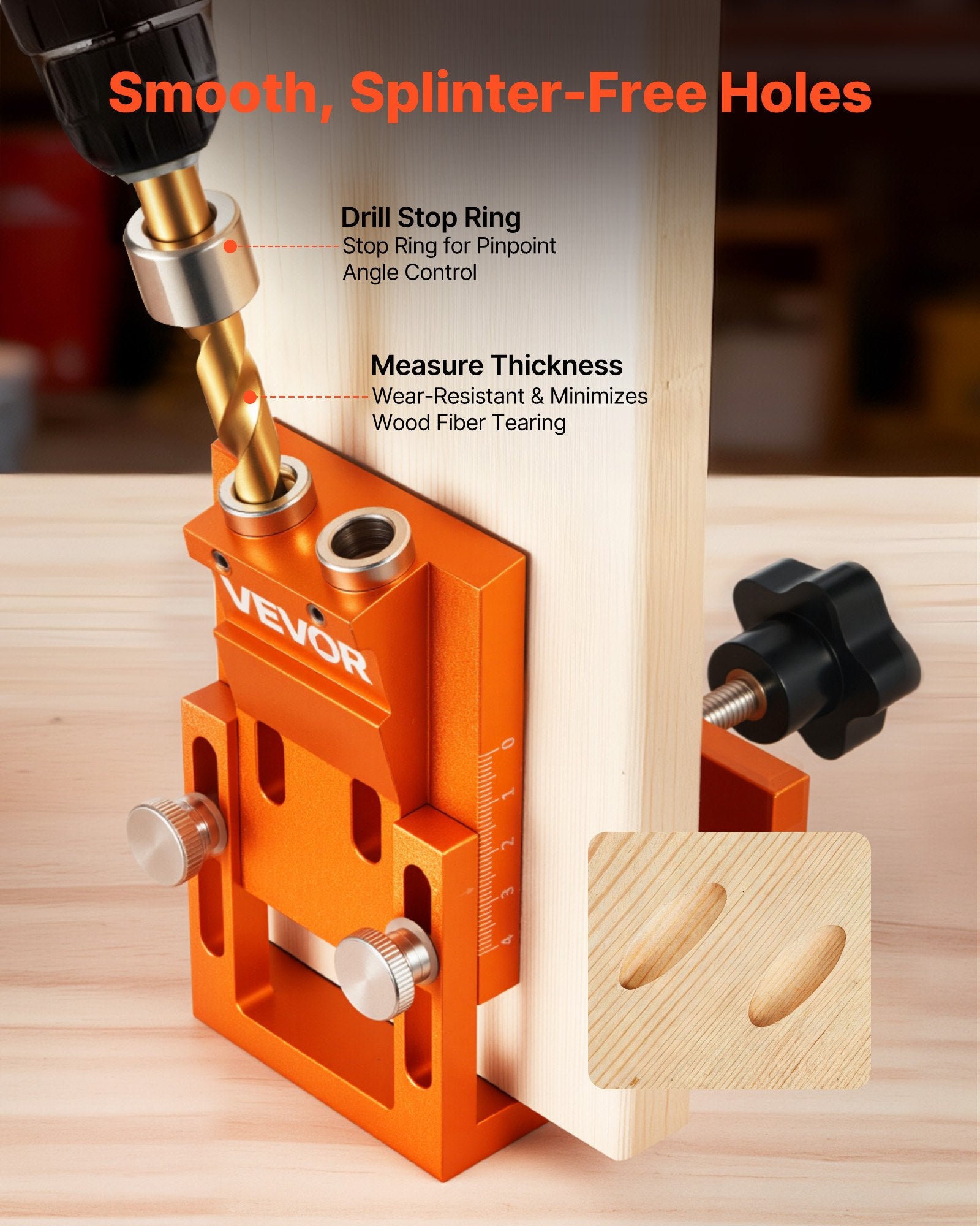 Pocket Hole Jig Kit, 12–48mm Adjustable with Drill, Wrench, Bits, Plugs & Screws