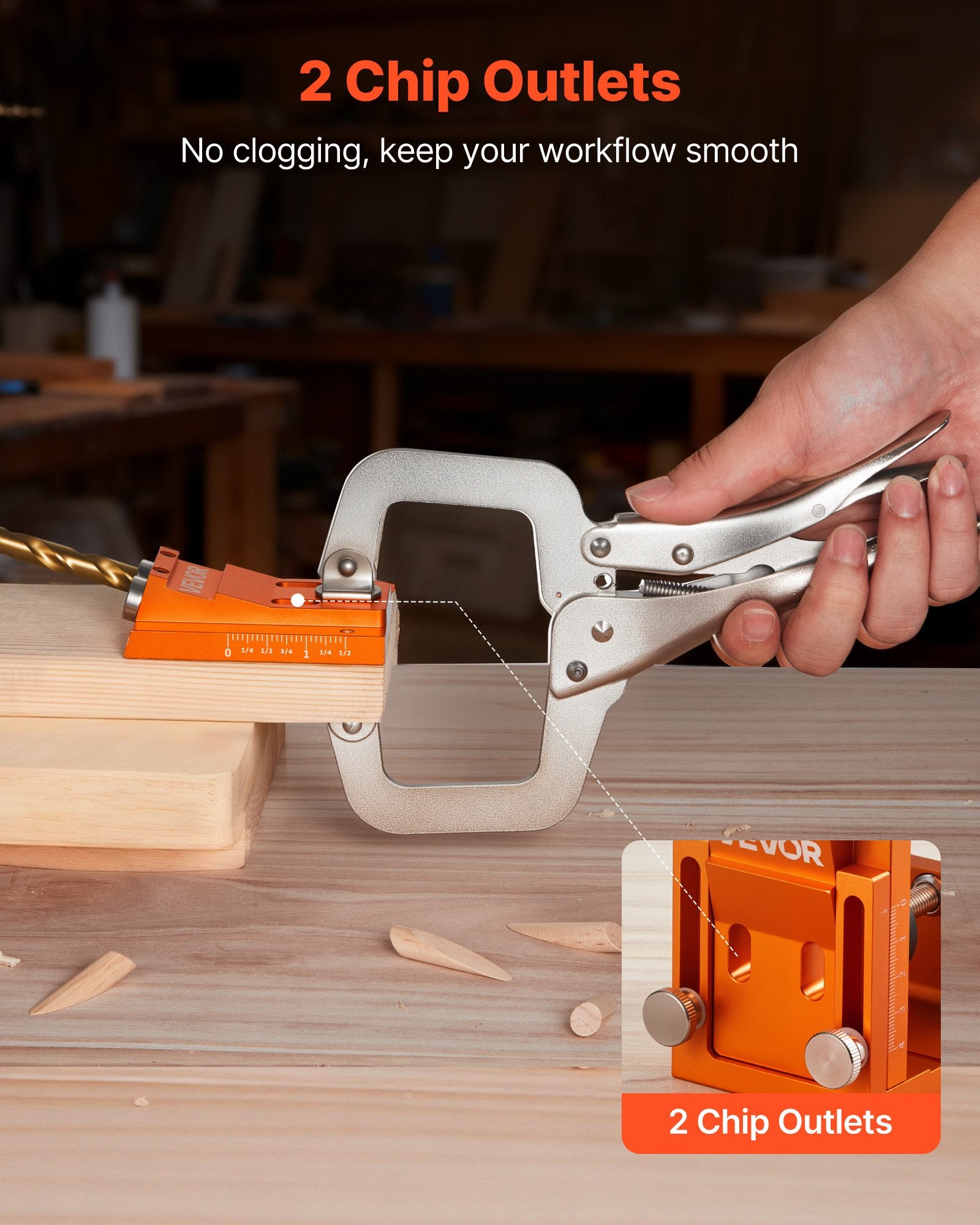 Pocket Hole Jig Kit, 12–48mm Adjustable with Drill, Wrench, Bits, Plugs & Screws