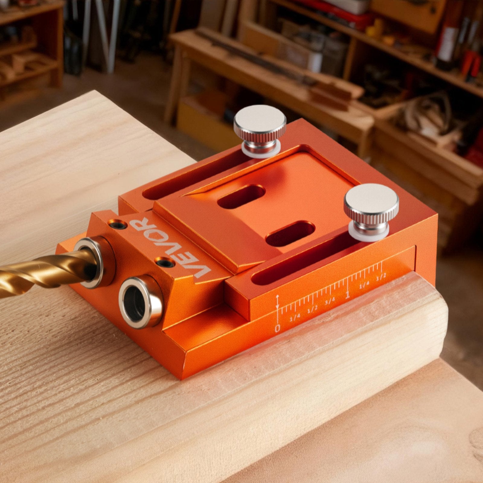 Pocket Hole Jig Kit, 12–48mm Adjustable with Drill, Wrench, Bits, Plugs & Screws