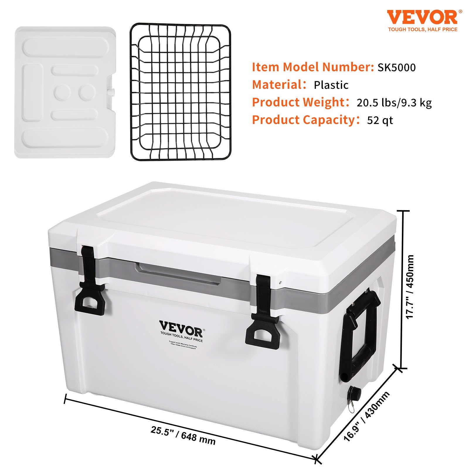 Insulated Portable Cooler 49L Ice Chest Holds 50 Cans 6 Day Cooling