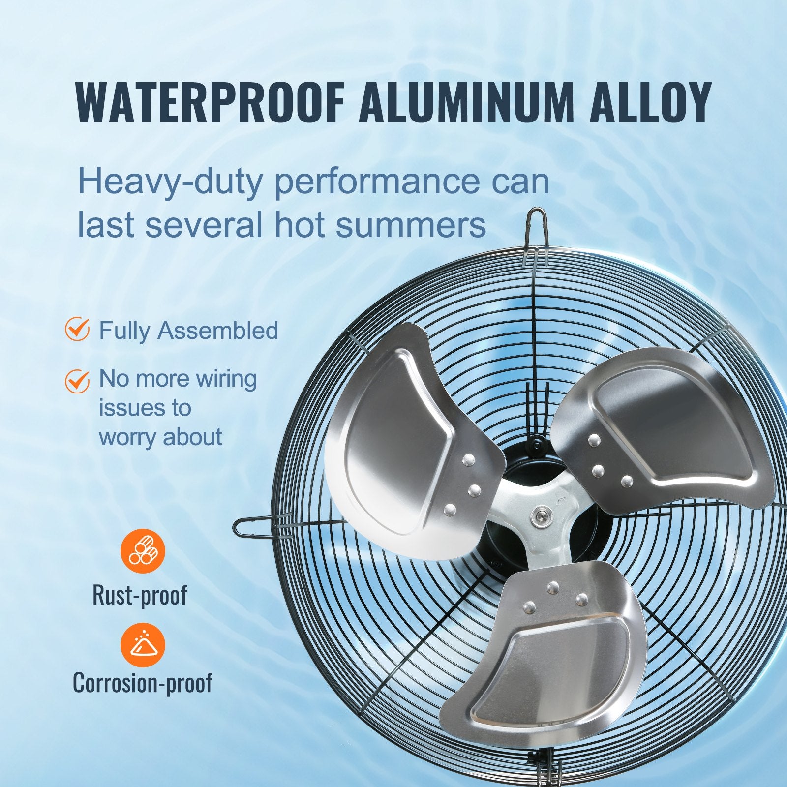 Shutter Exhaust Fan 406mm 1400RPM 1506CFM High-Speed Aluminum Wall Mount Vent