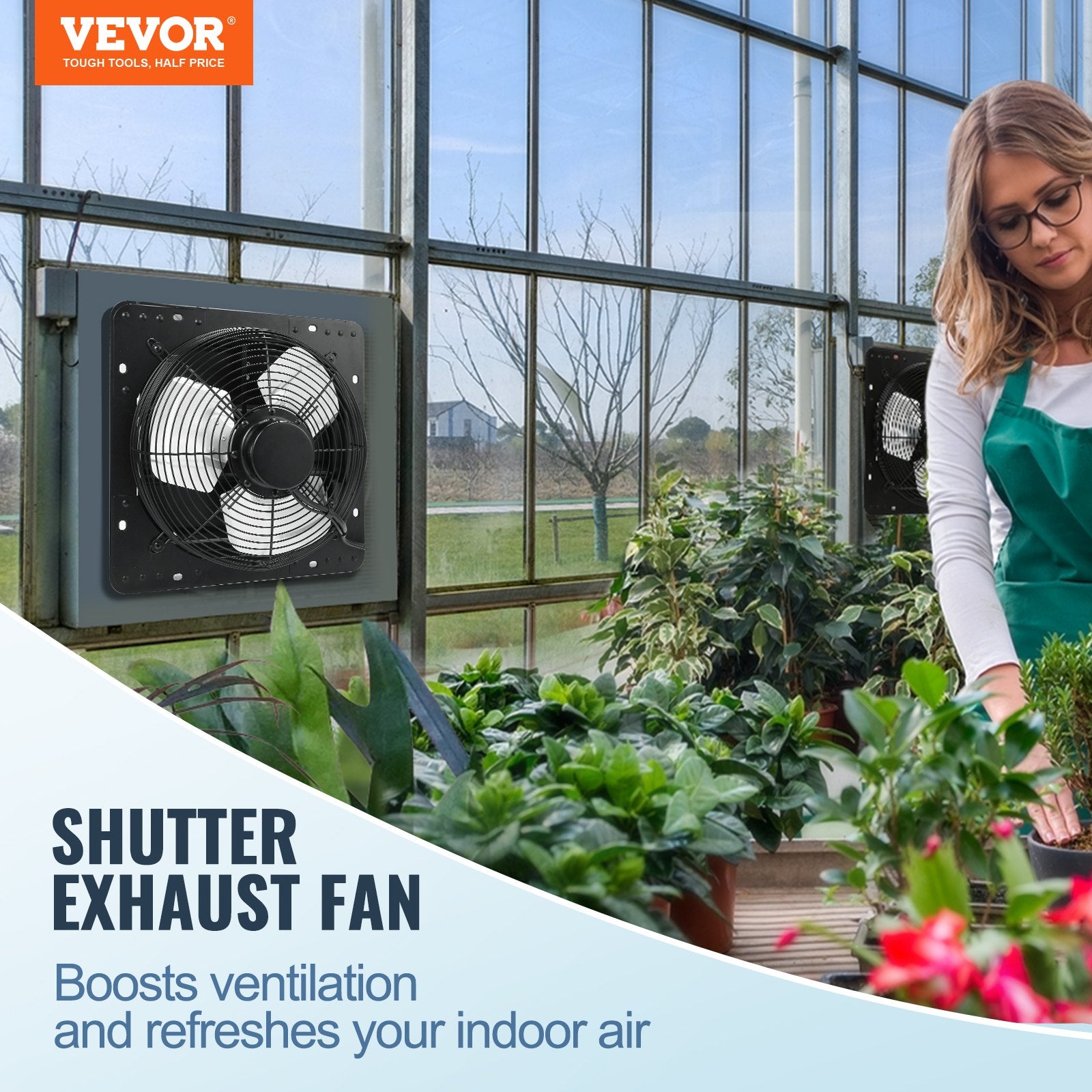 Wall Mount Shutter Exhaust Fan with EC Motor Temperature Humidity Control