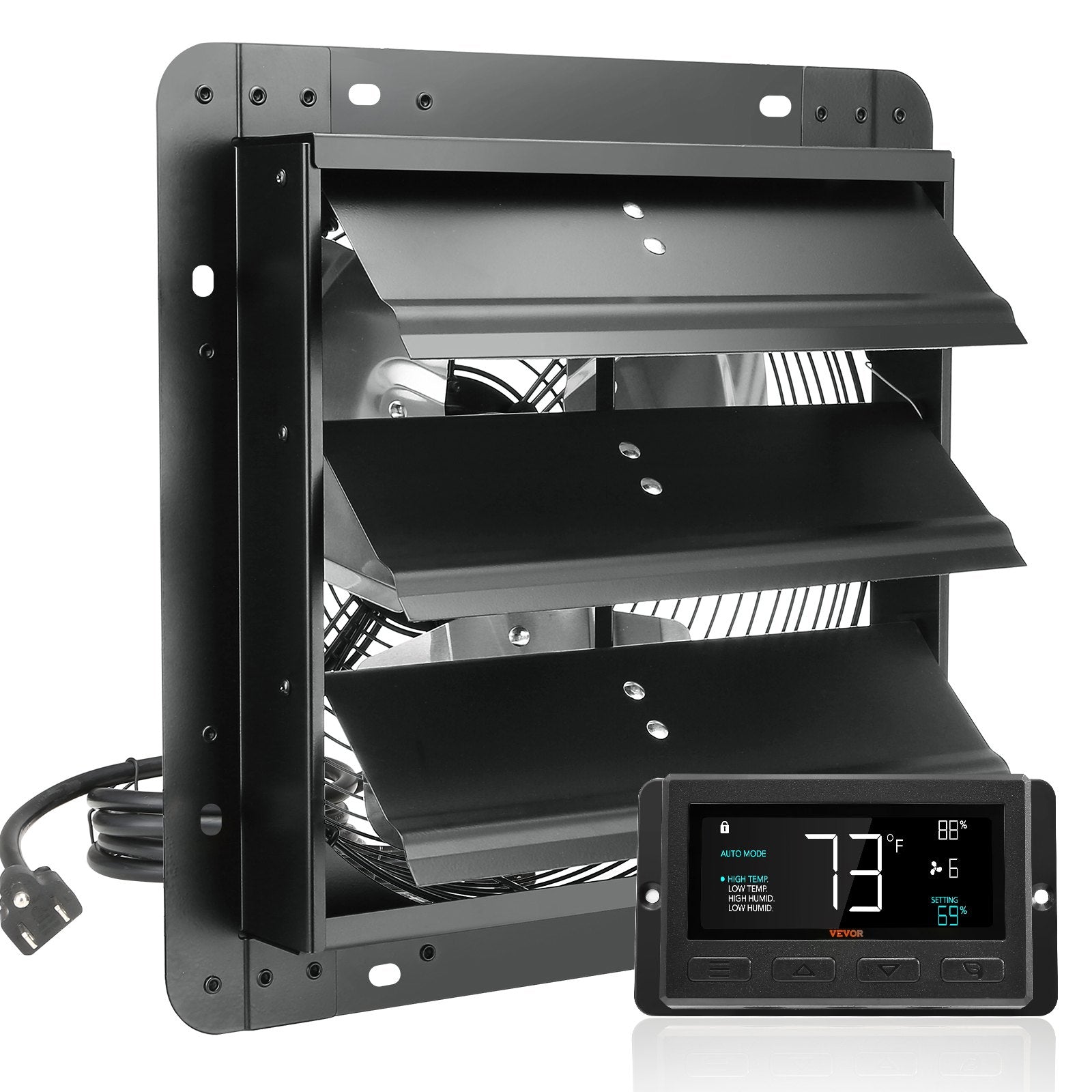 Wall Mount Shutter Exhaust Fan with EC Motor Temperature Humidity Control