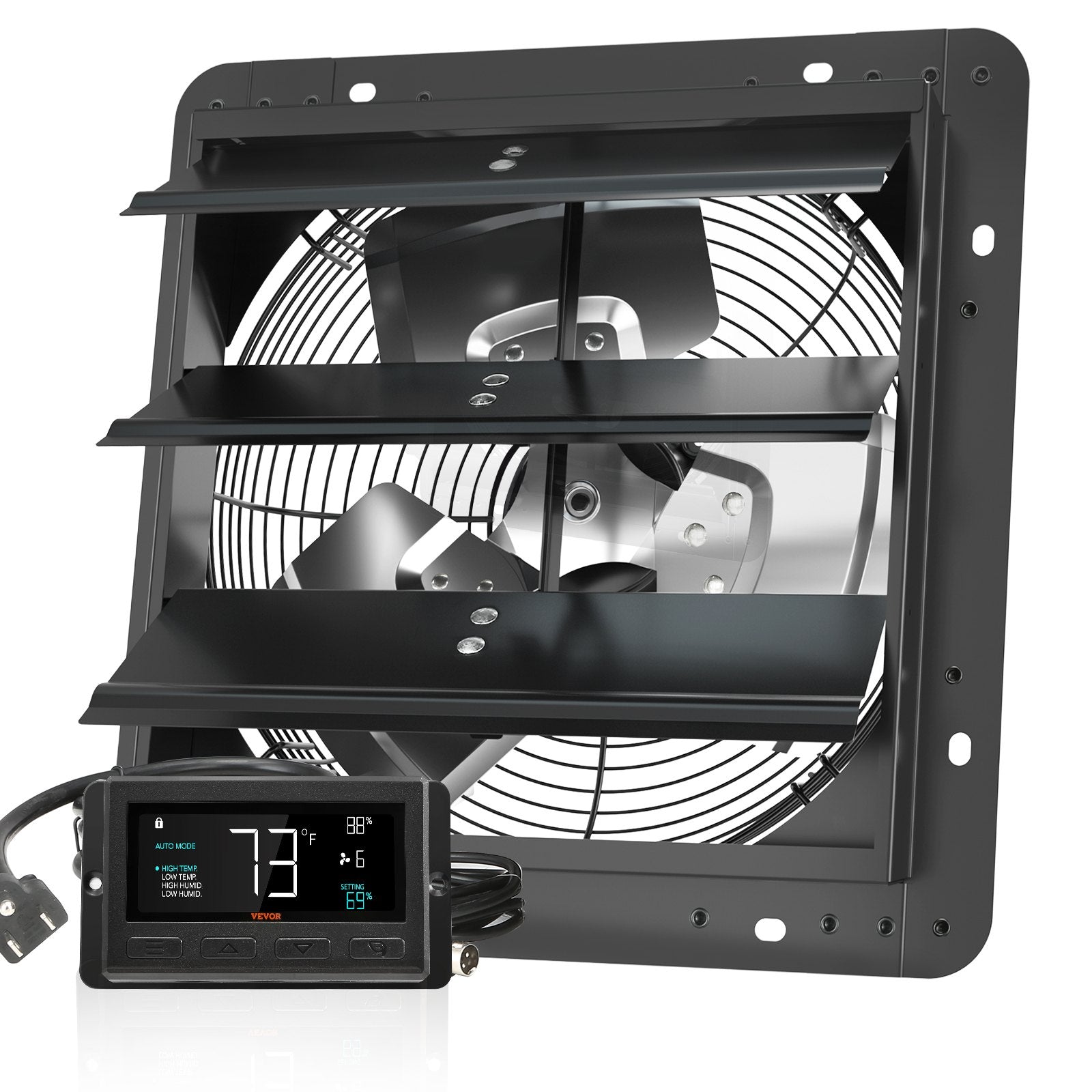 Wall Mount Shutter Exhaust Fan with EC Motor Temperature Humidity Control