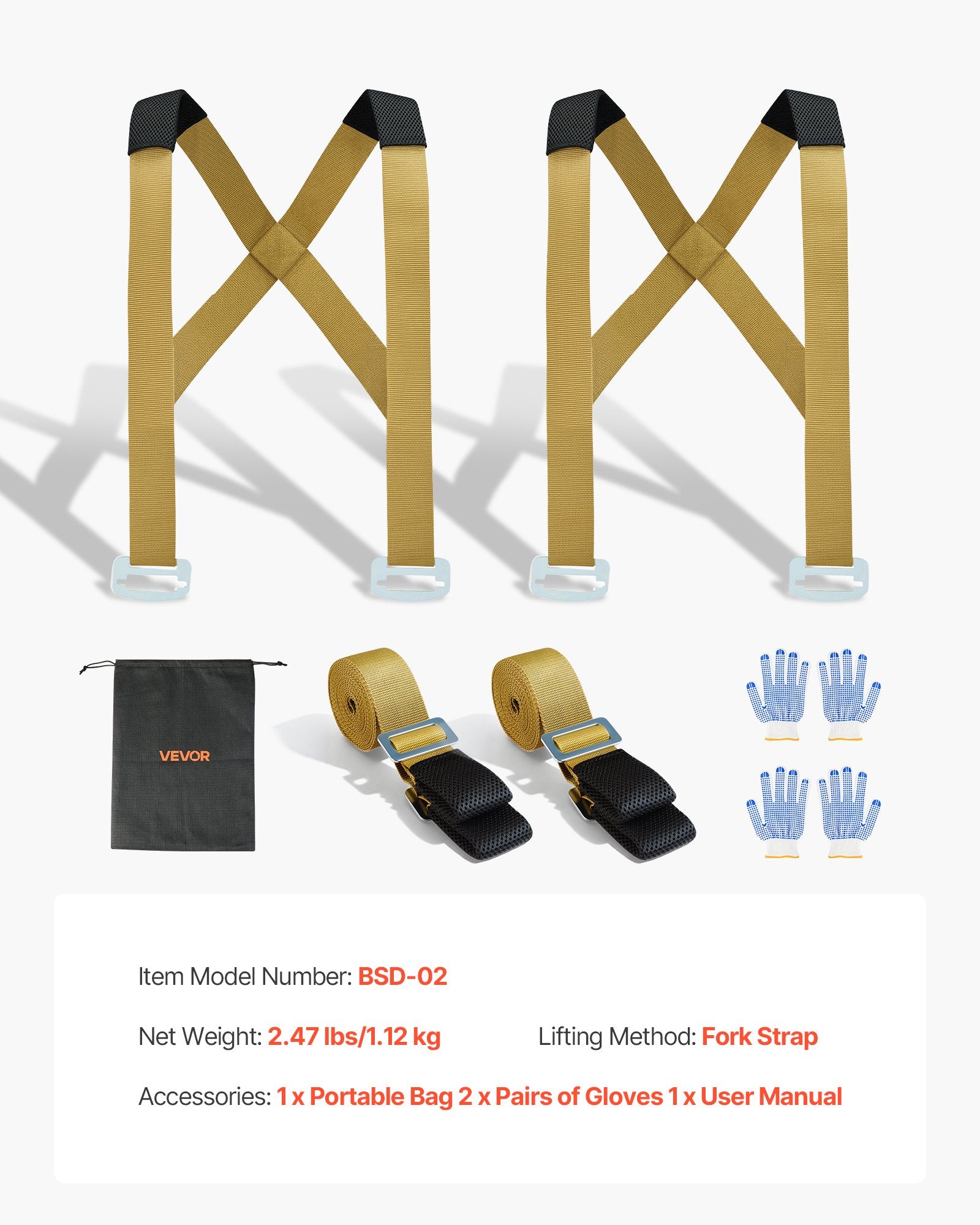 Moving Straps 2-Person Lifting System 453.6kg Harness Load Straps