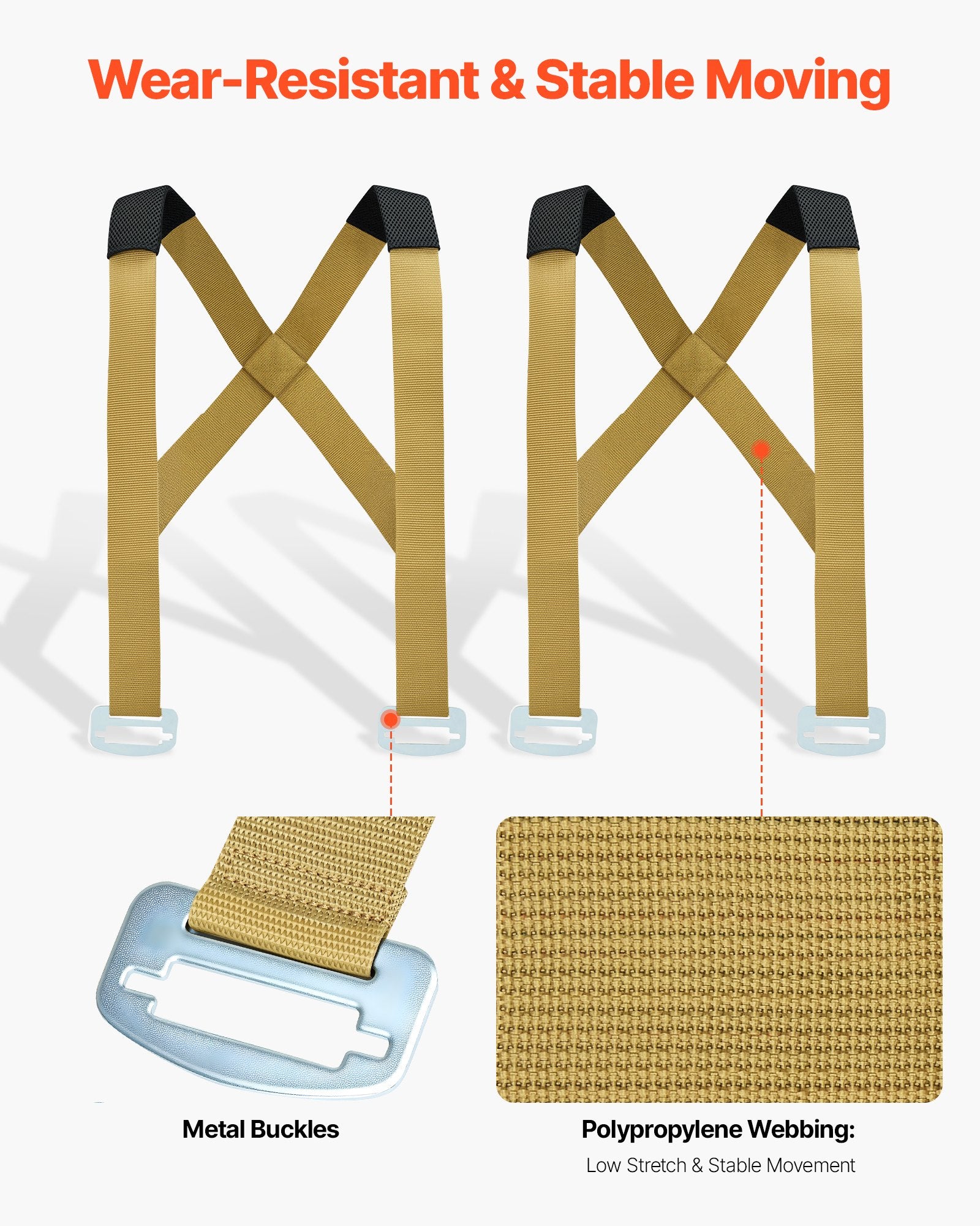 Moving Straps, 2-Person Lifting System with 2 Harness, 2 Load & 1 Handheld Strap