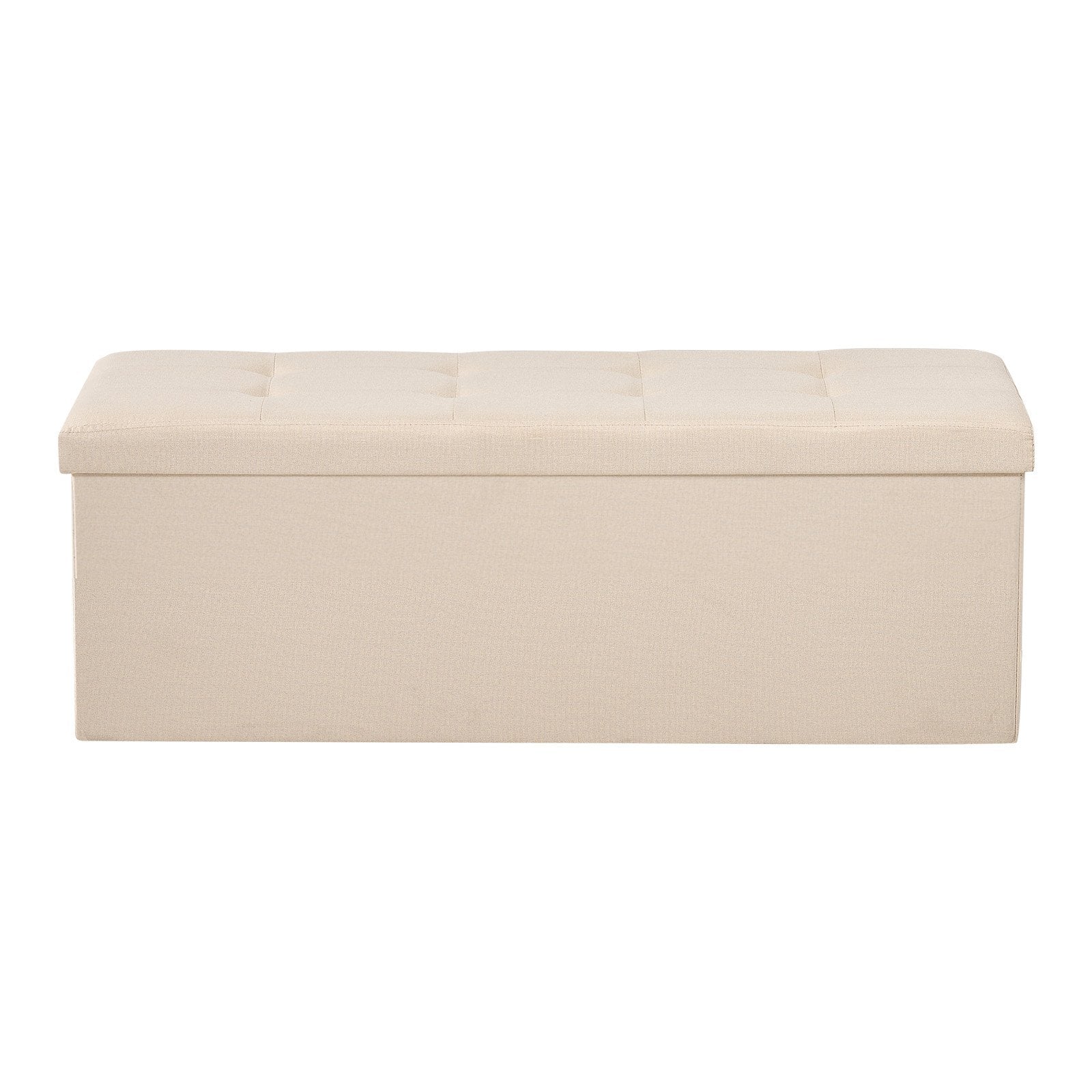 Storage Ottoman Bench Foldable Upholstered Linen Chest Side Bags 660lbs Beige