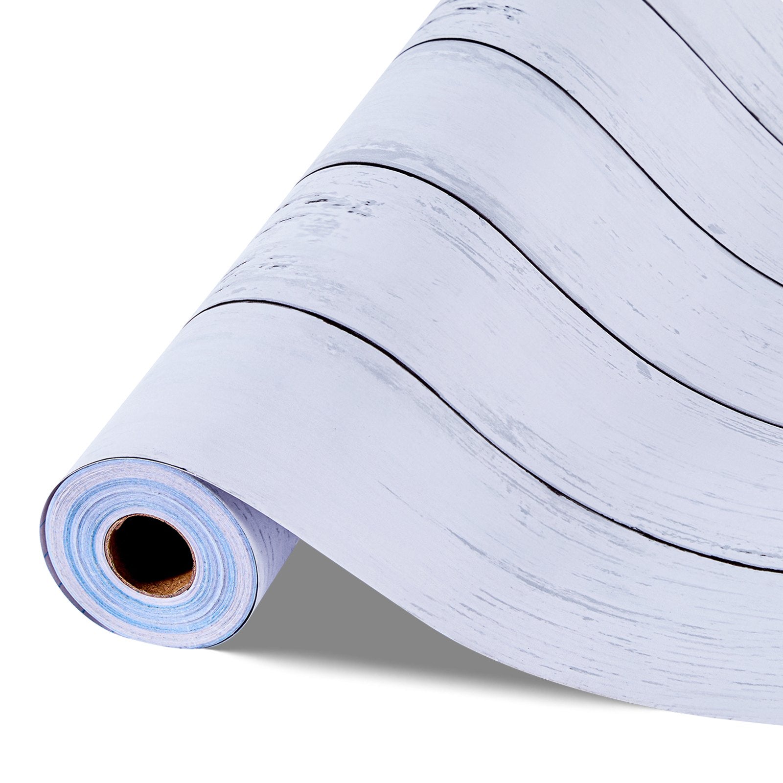 Peel and Stick Wallpaper 45cm x 12m White Wood Textured Waterproof Vinyl Roll