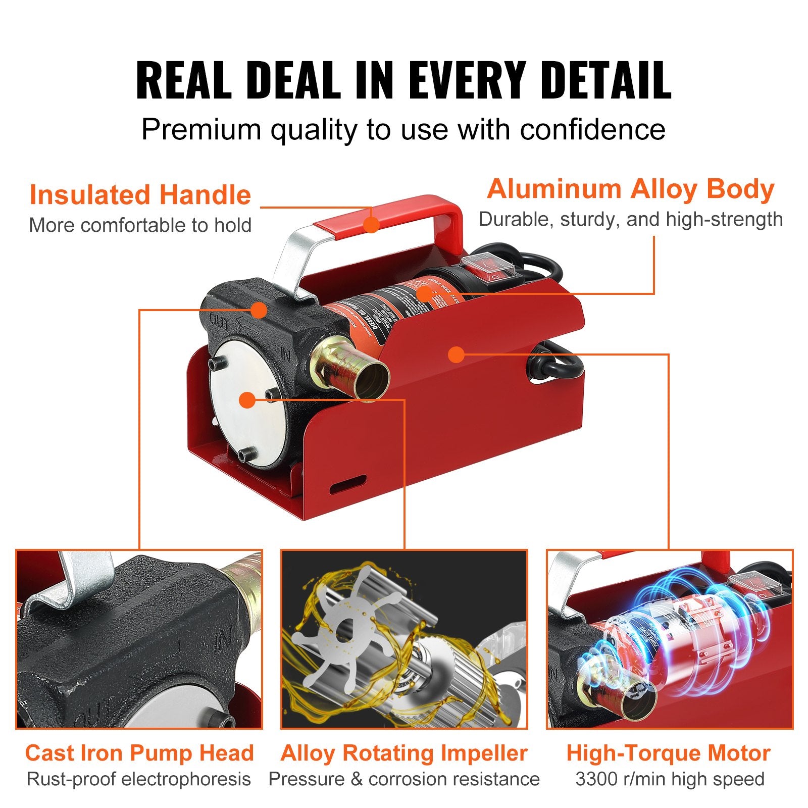 Fuel Transfer Pump 12V DC 10 GPM Portable Diesel Extractor Kit Auto Nozzle