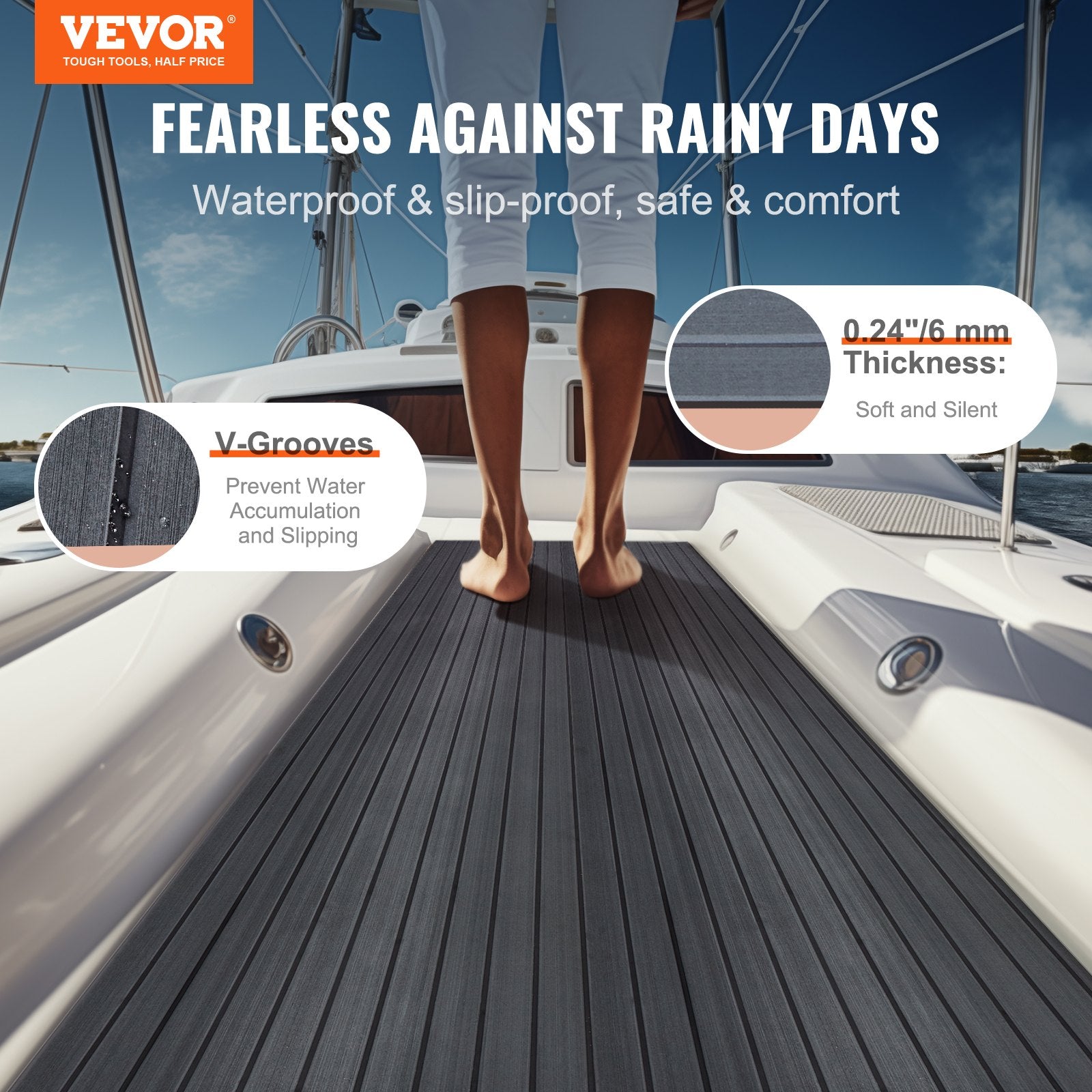 Boat Flooring EVA Foam Decking 94.5"x23.6" Non-Slip Self-Adhesive 15.5 sq.ft