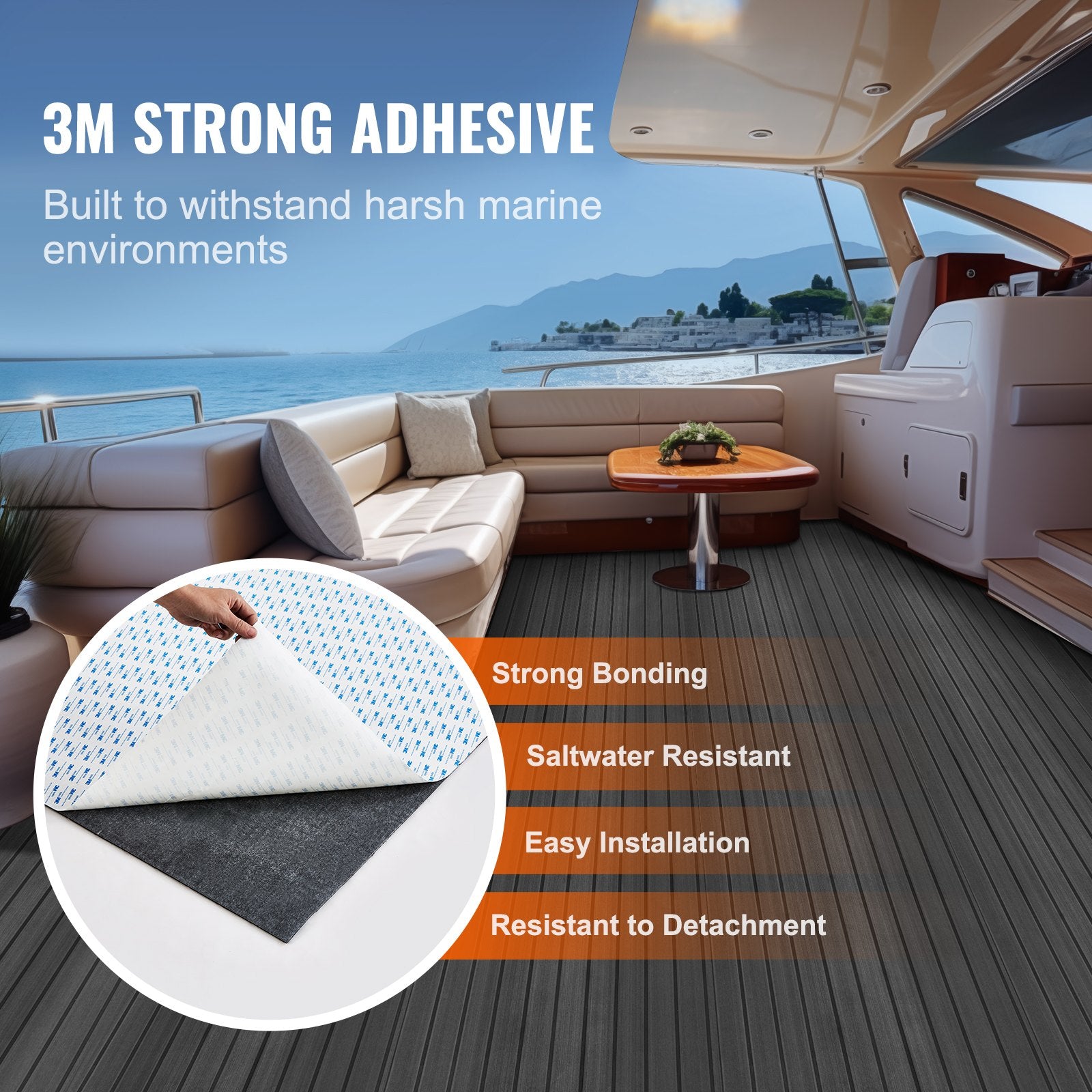 Boat Flooring EVA Foam Decking 94.5"x23.6" Non-Slip Self-Adhesive 15.5 sq.ft