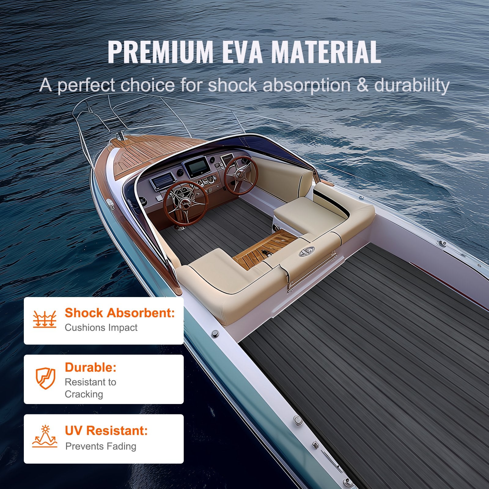 Boat Flooring EVA Foam Decking 94.5"x23.6" Non-Slip Self-Adhesive 15.5 sq.ft