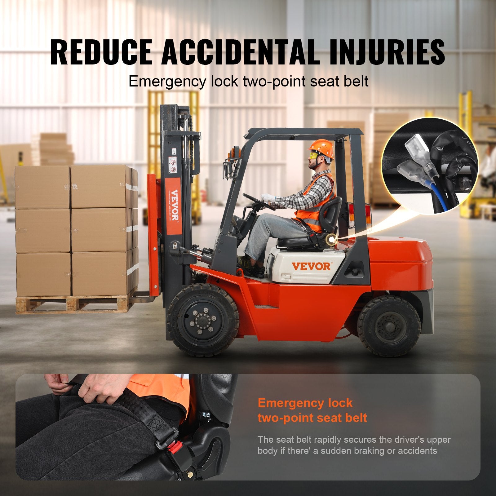 Universal Forklift Seat with Adjustable Back Micro Switch & Seatbelt for Tractor
