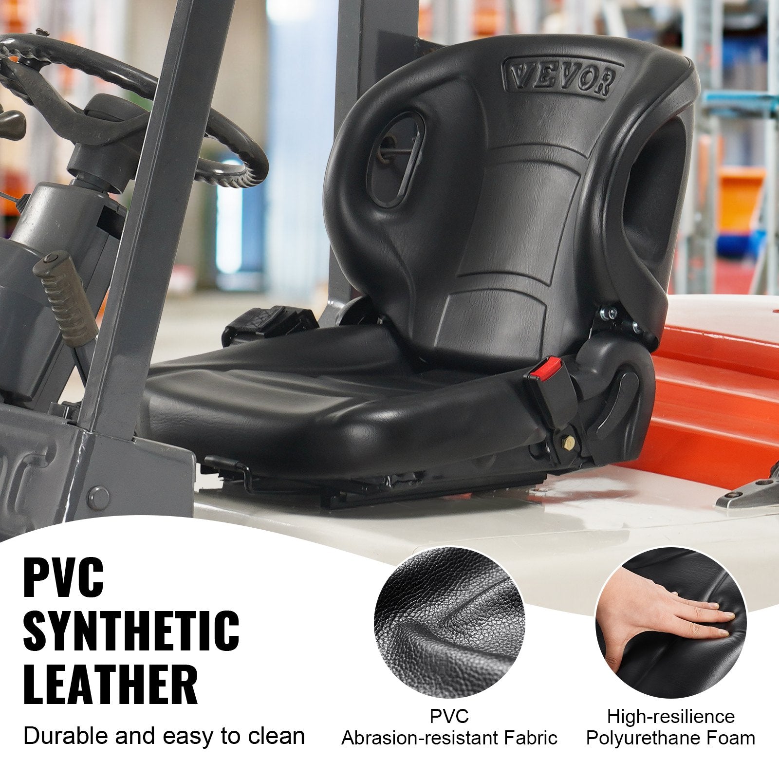 Universal Forklift Seat with Adjustable Back Micro Switch & Seatbelt for Tractor
