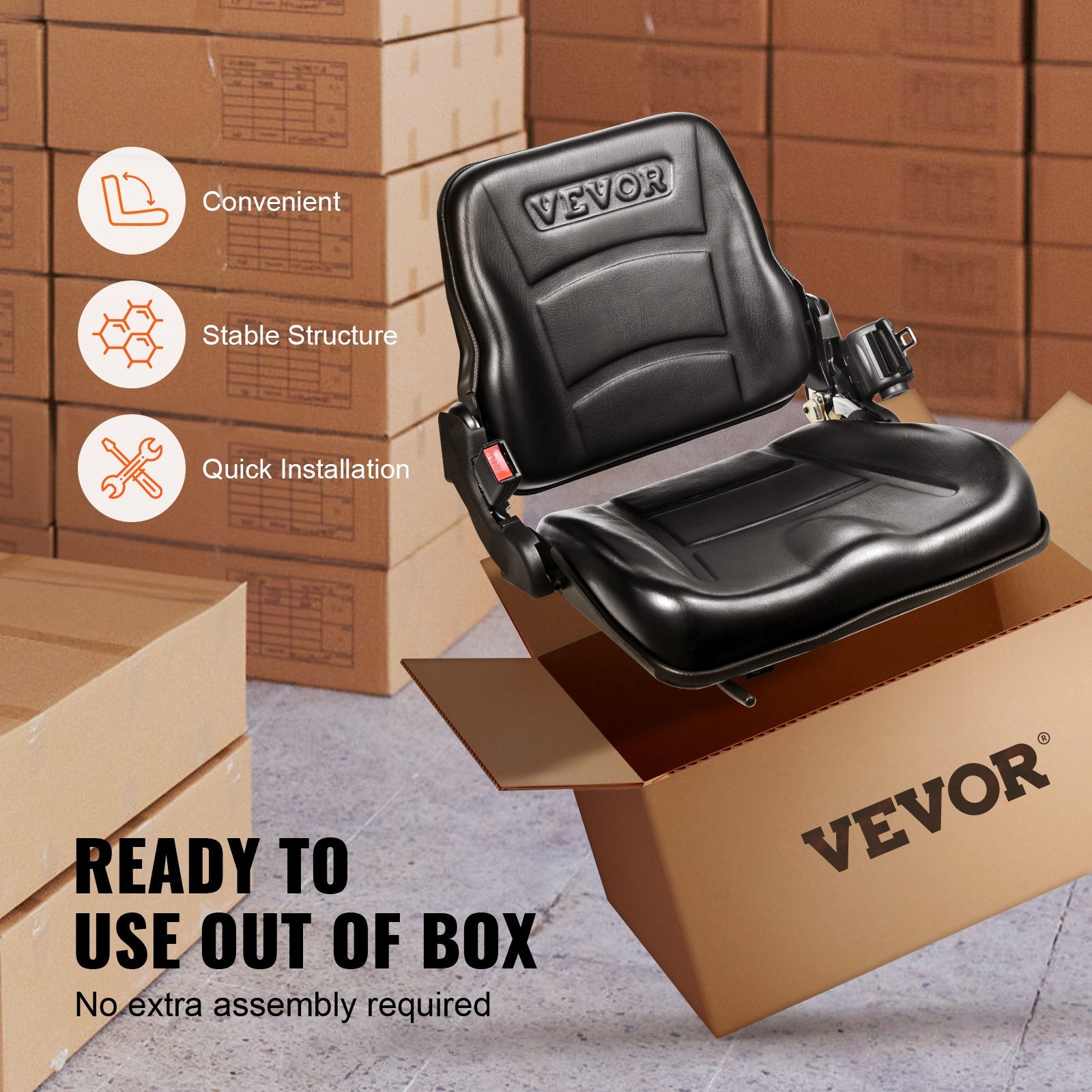 Universal Forklift Seat Fold Down Tractor Seat with Seatbelt Micro Switch