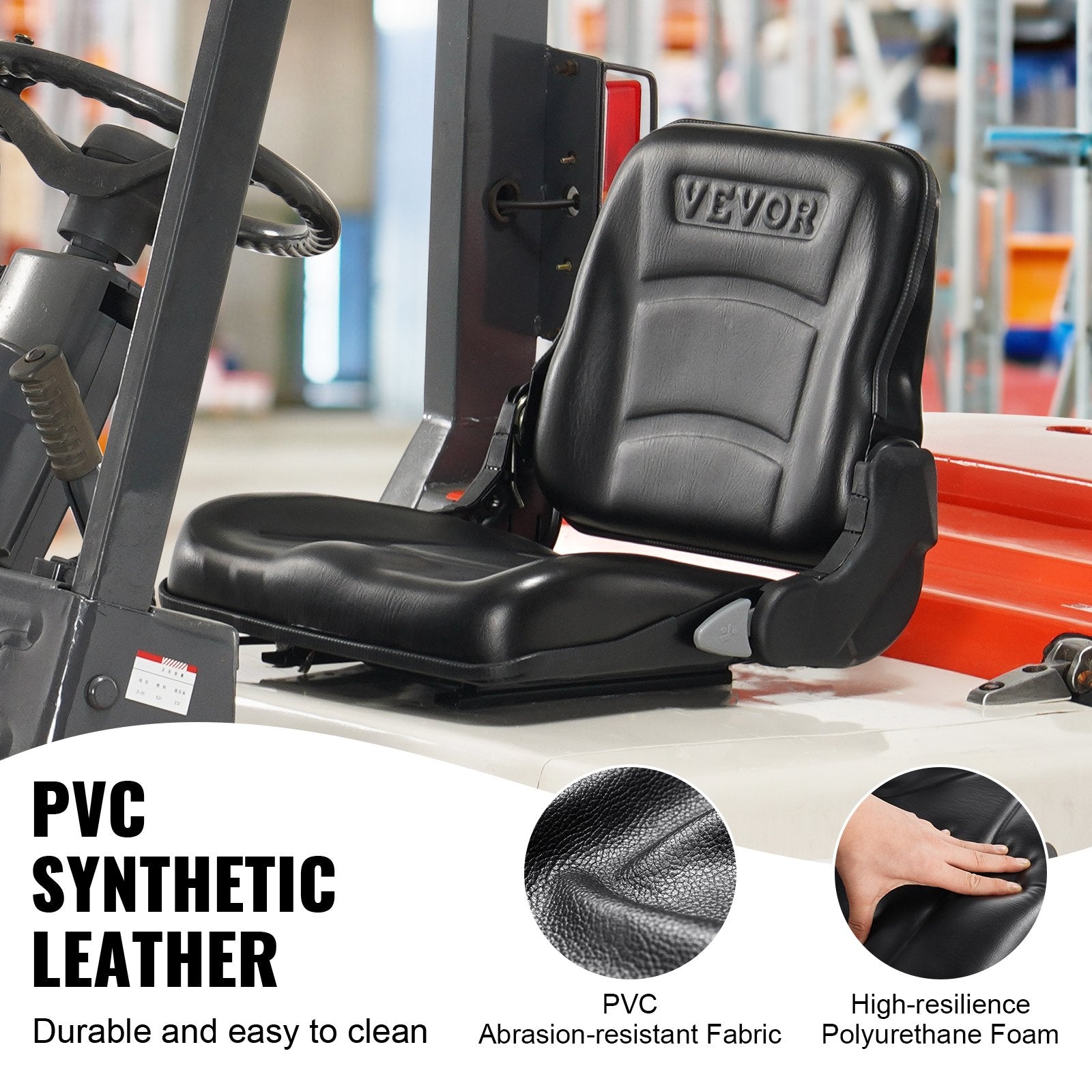 Universal Forklift Seat Adjustable Backrest Foldable Safety Switch