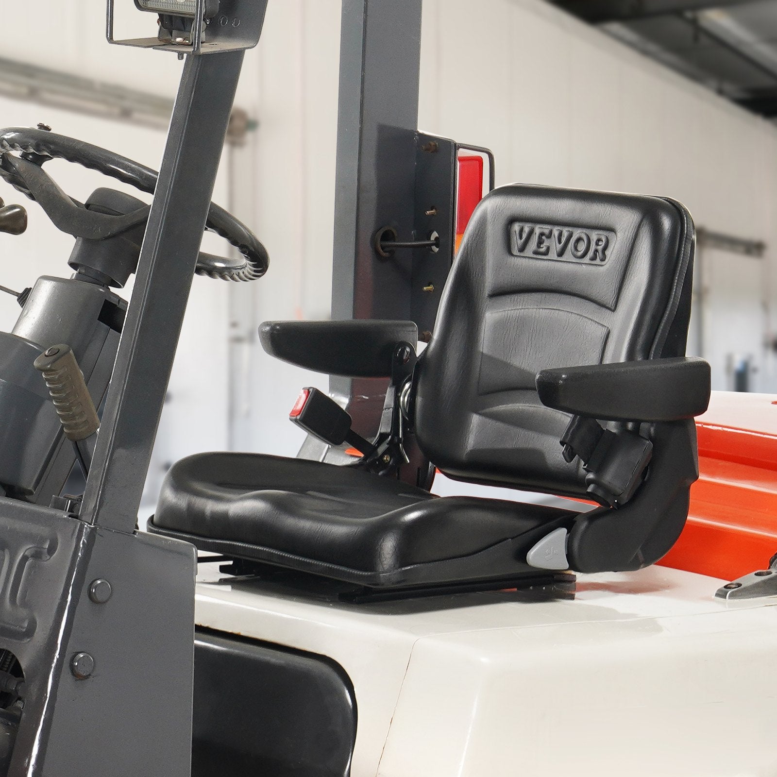 Universal Forklift Seat with Armrests Seatbelt Adjustable