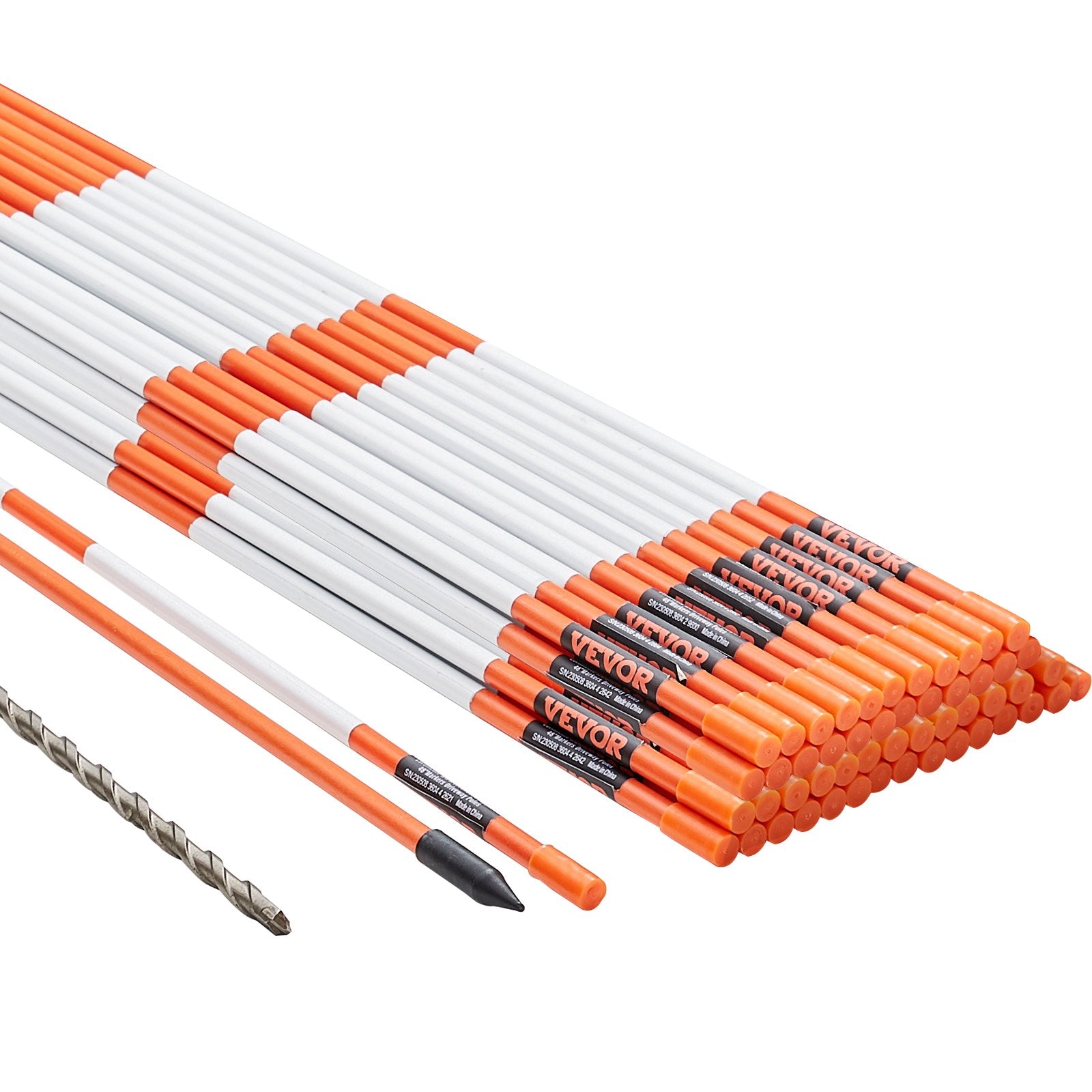 Driveway Markers 50 PCS Orange Fiberglass Snow Stakes 121.5cm Reflective Tape