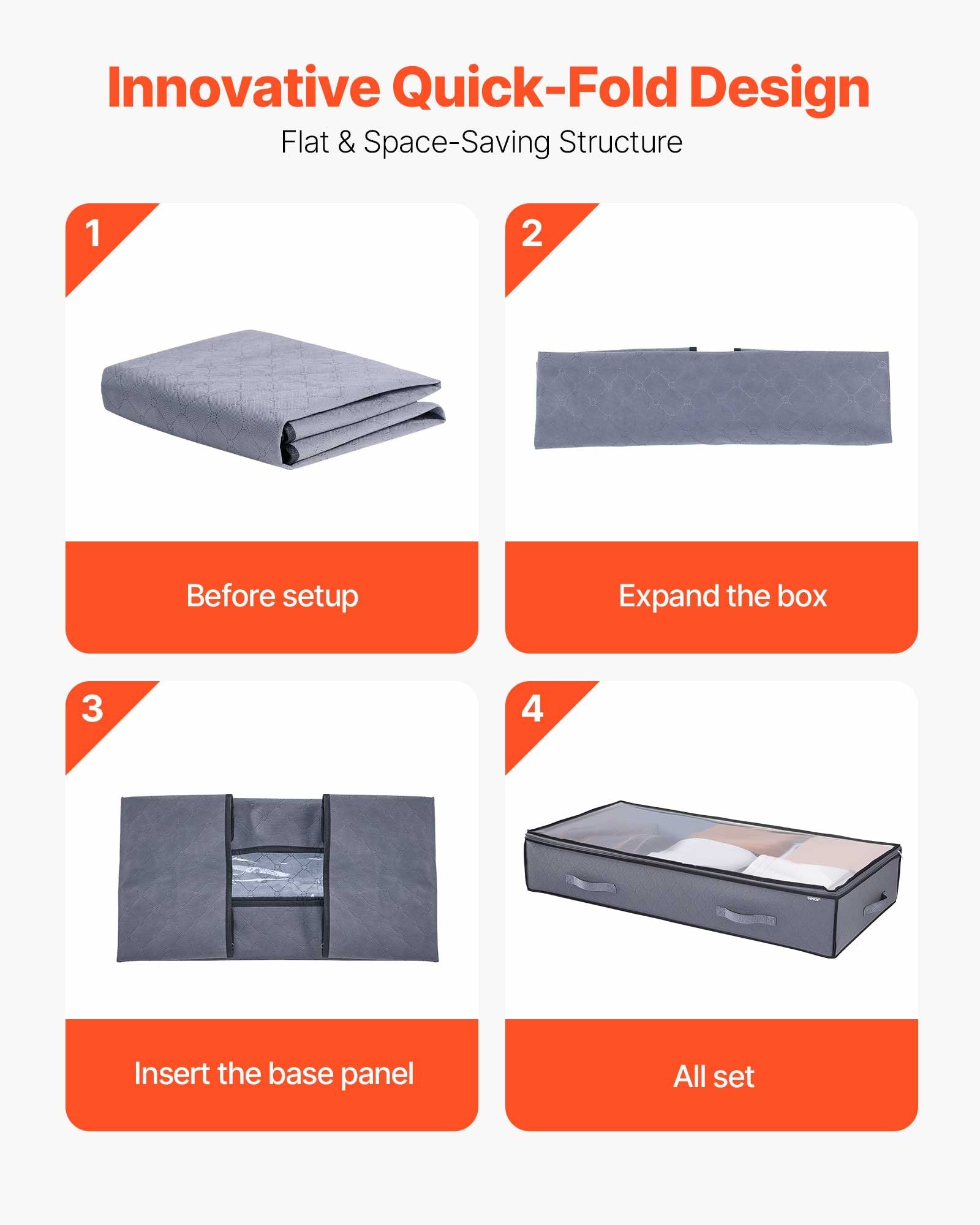 Low Profile Under Bed Storage with Clear Lids, 90L Underbed Boxes, 6 Pack