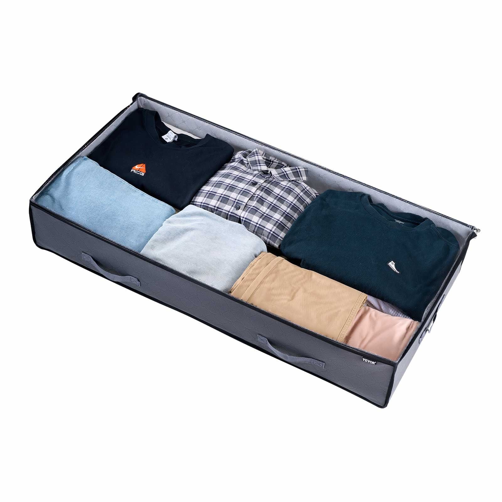 Low Profile Under Bed Storage with Clear Lids, 90L Underbed Boxes, 6 Pack
